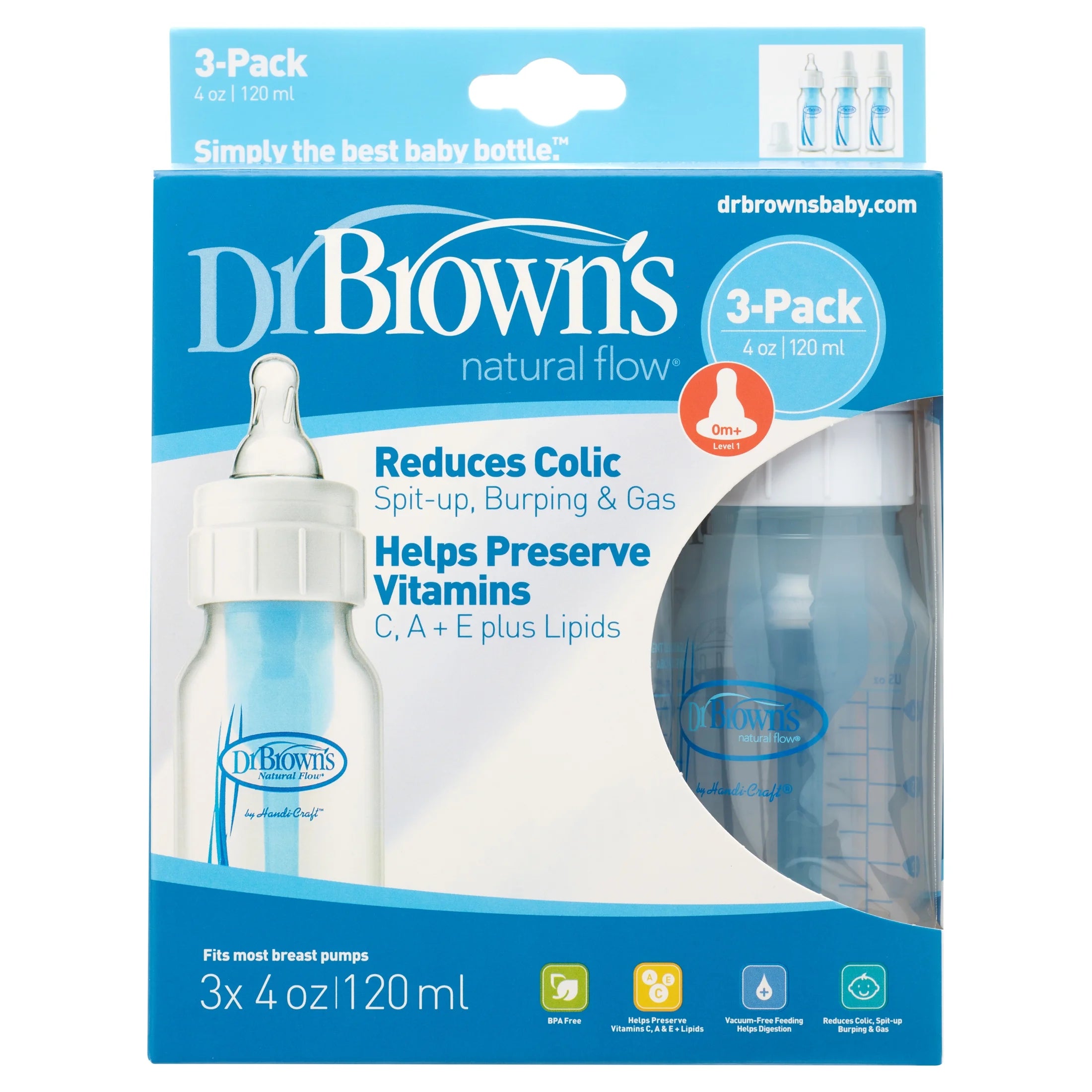 ***Discontinued***Dr. Brown Dr Brown 4 Oz Baby Bottle 3Pk