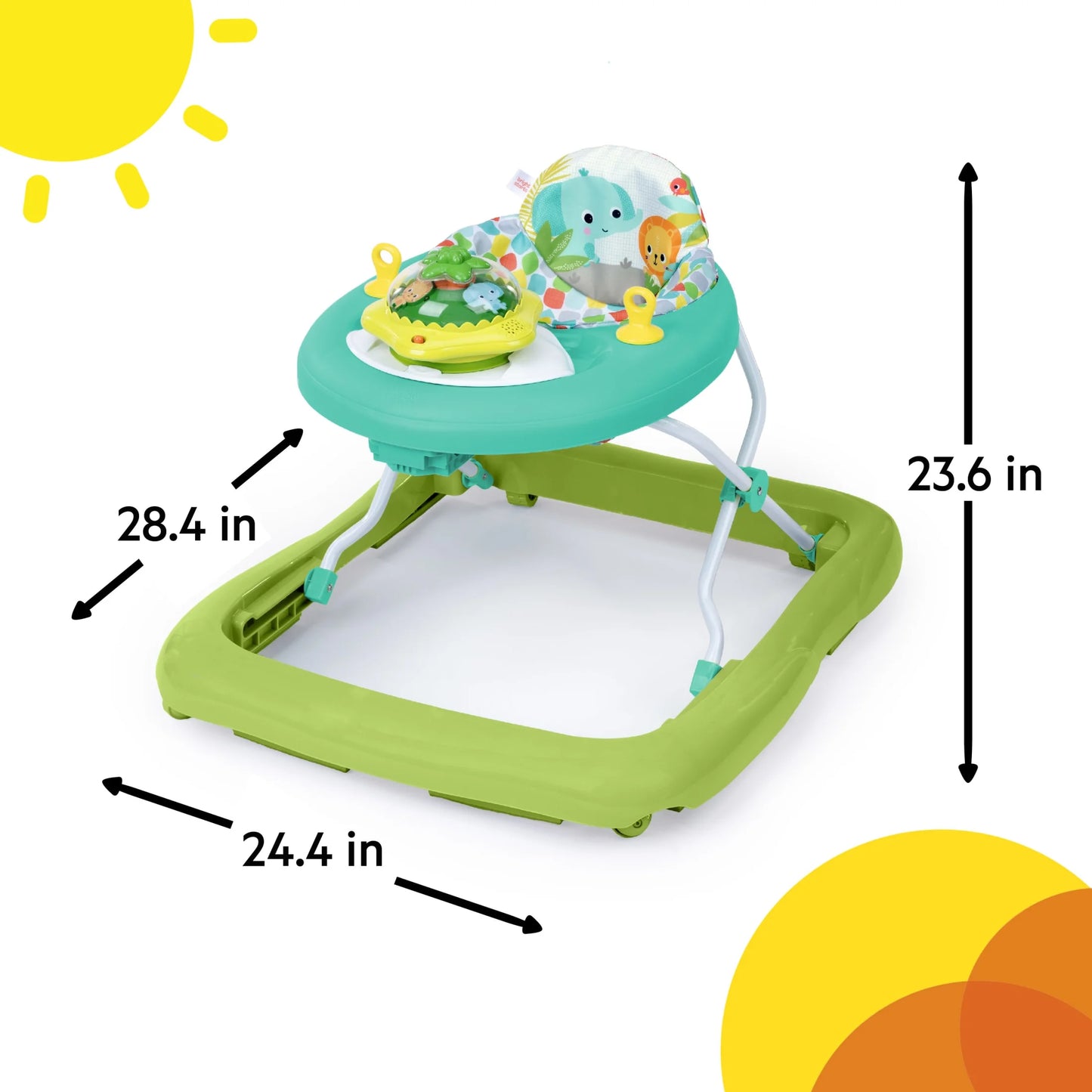Bright Starts Wanderlights 2-In-1 Baby Walker for Infants, Blue, Green