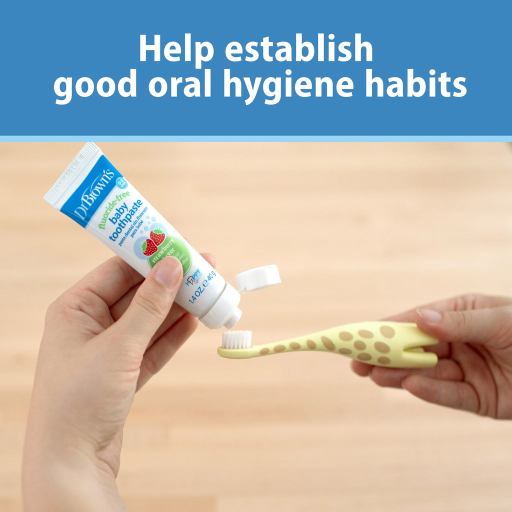 Infant-To-Toddler Training Toothbrush and Toothpaste, Giraffe/Strawberry, 0-3 Years, Set