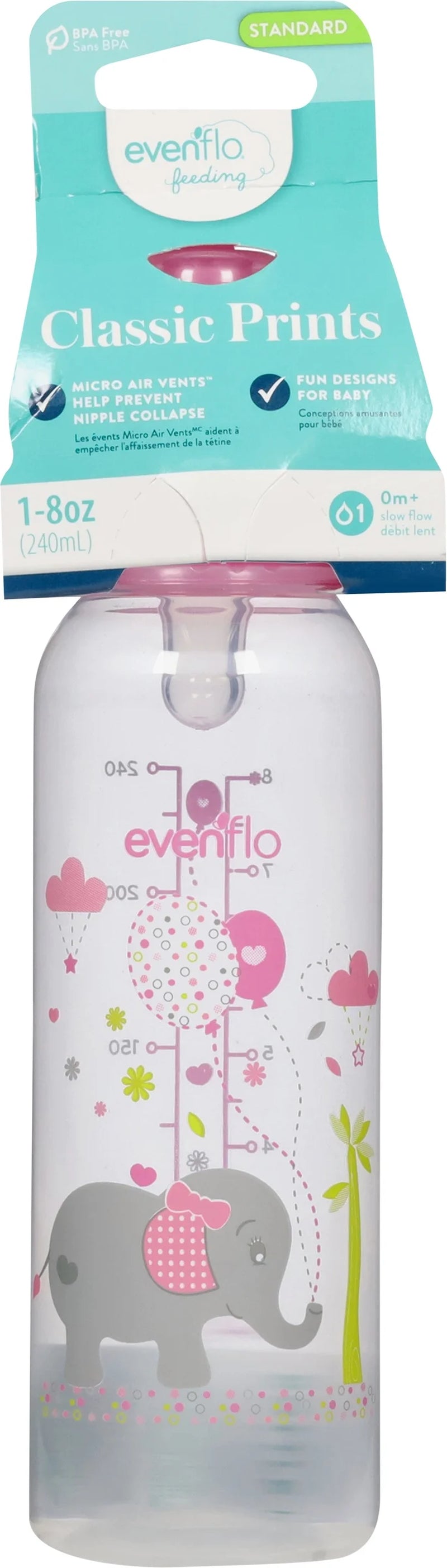 Classic Zoo Friends Slow Flow BPA Free Plastic Bottles 8 Oz, Assorted 1 Ea