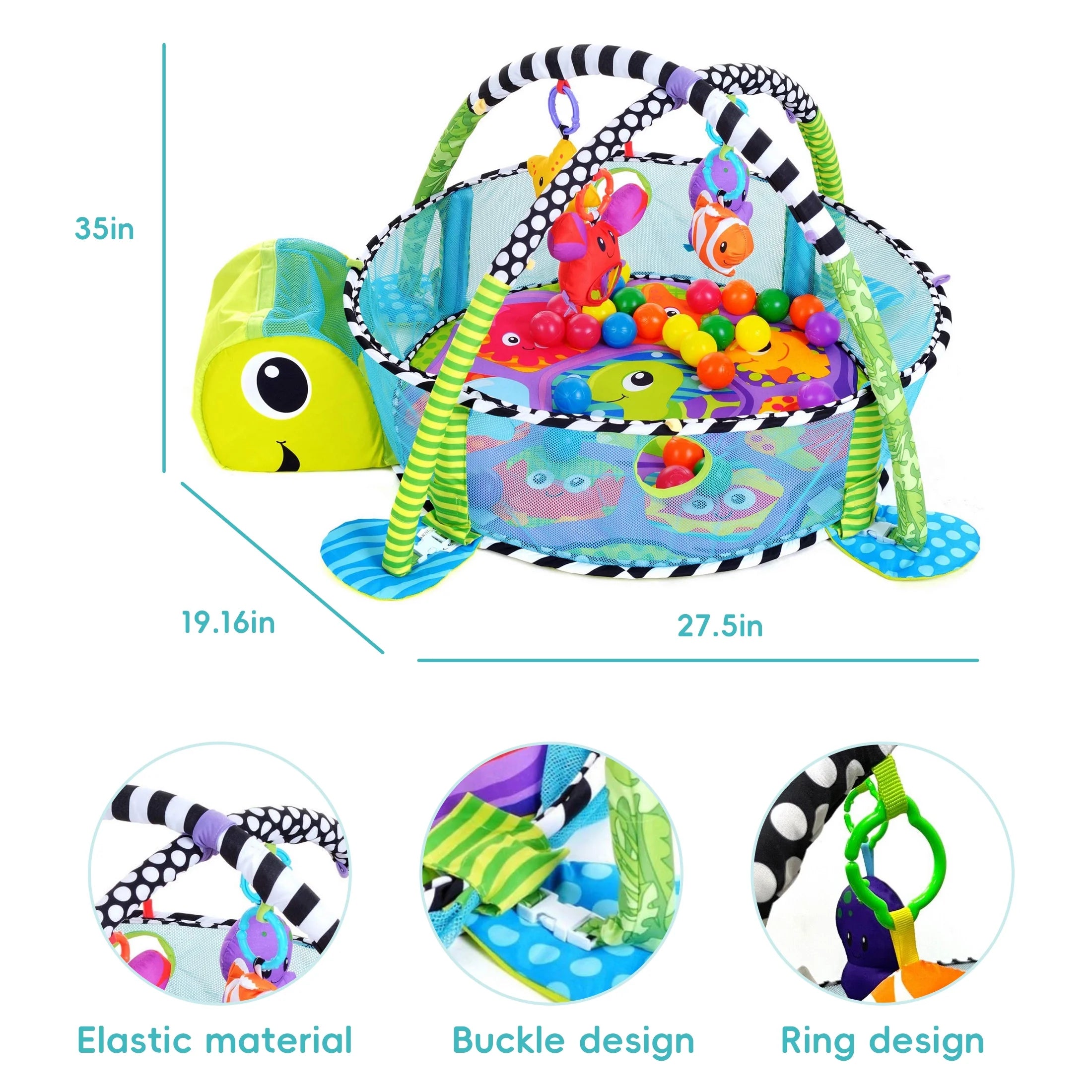 3-In-1 Baby Play Gym & Activity Mat with Ocean Ball Pit - Developmental Toy for Newborns to Toddlers (0-36 Months)
