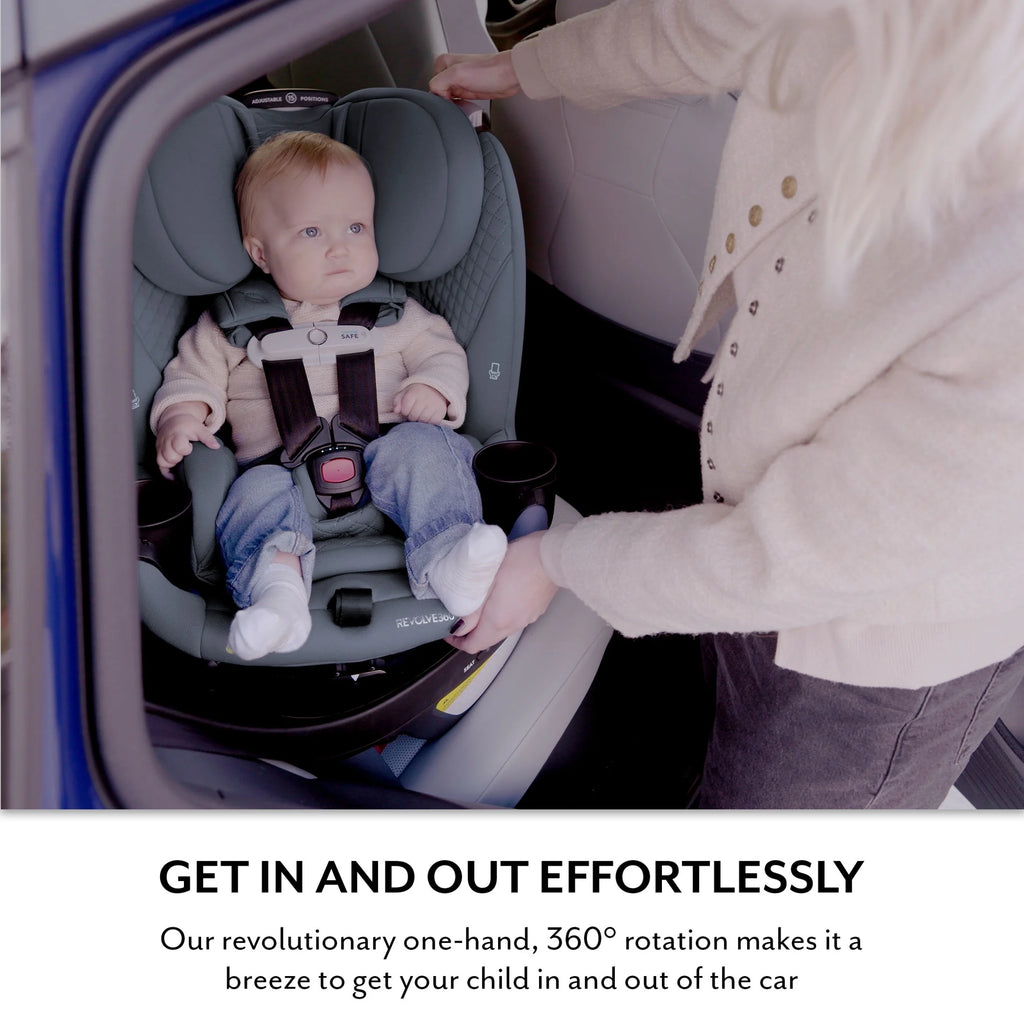 Revolve360 Slim 2-In-1 Rotating Car Seat with Green & Gentle Fabric (Flint)