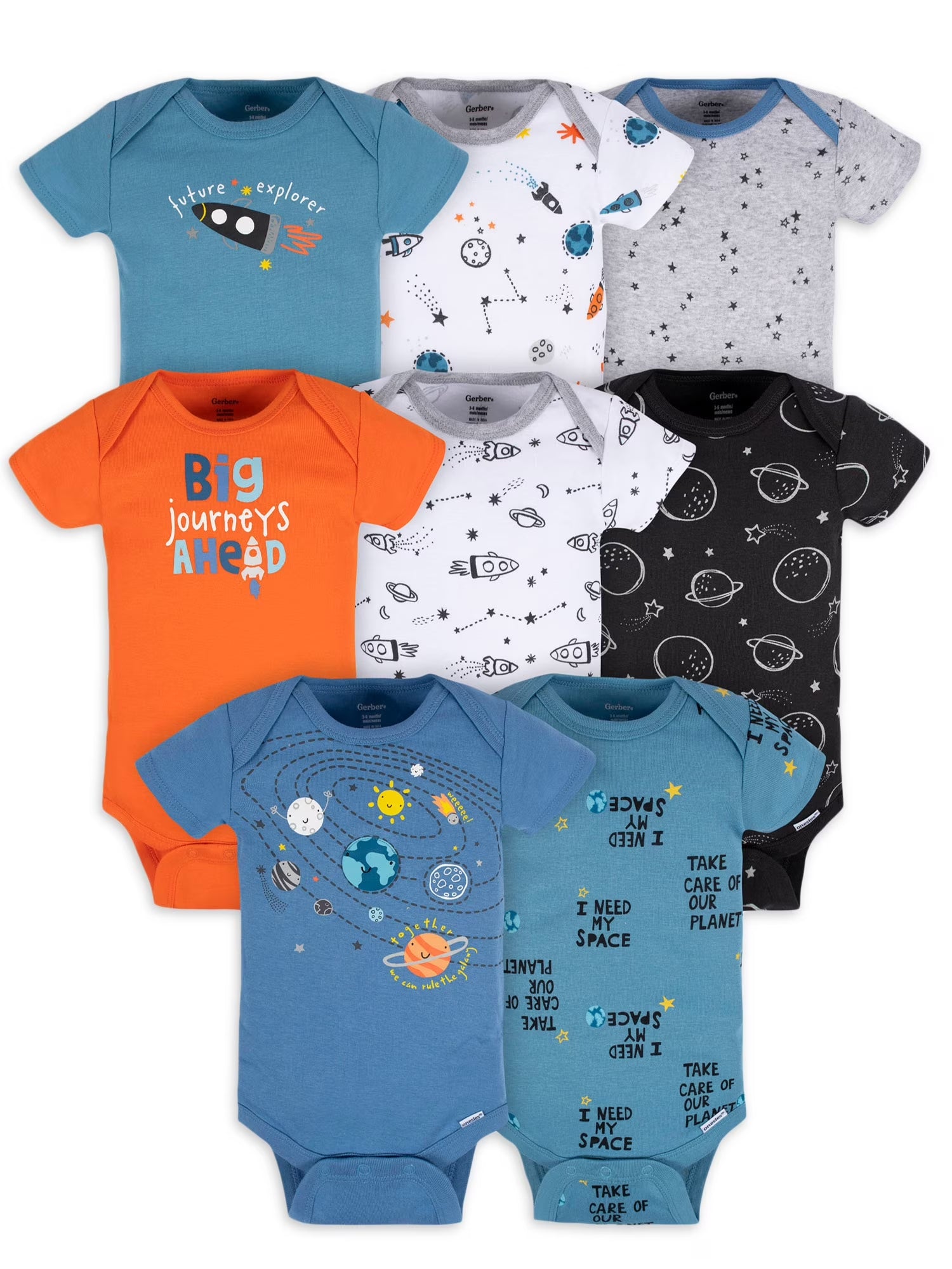 Baby Boy Short Sleeves Onesies Bodysuits, 8-Pack, Sizes Newborn-12M