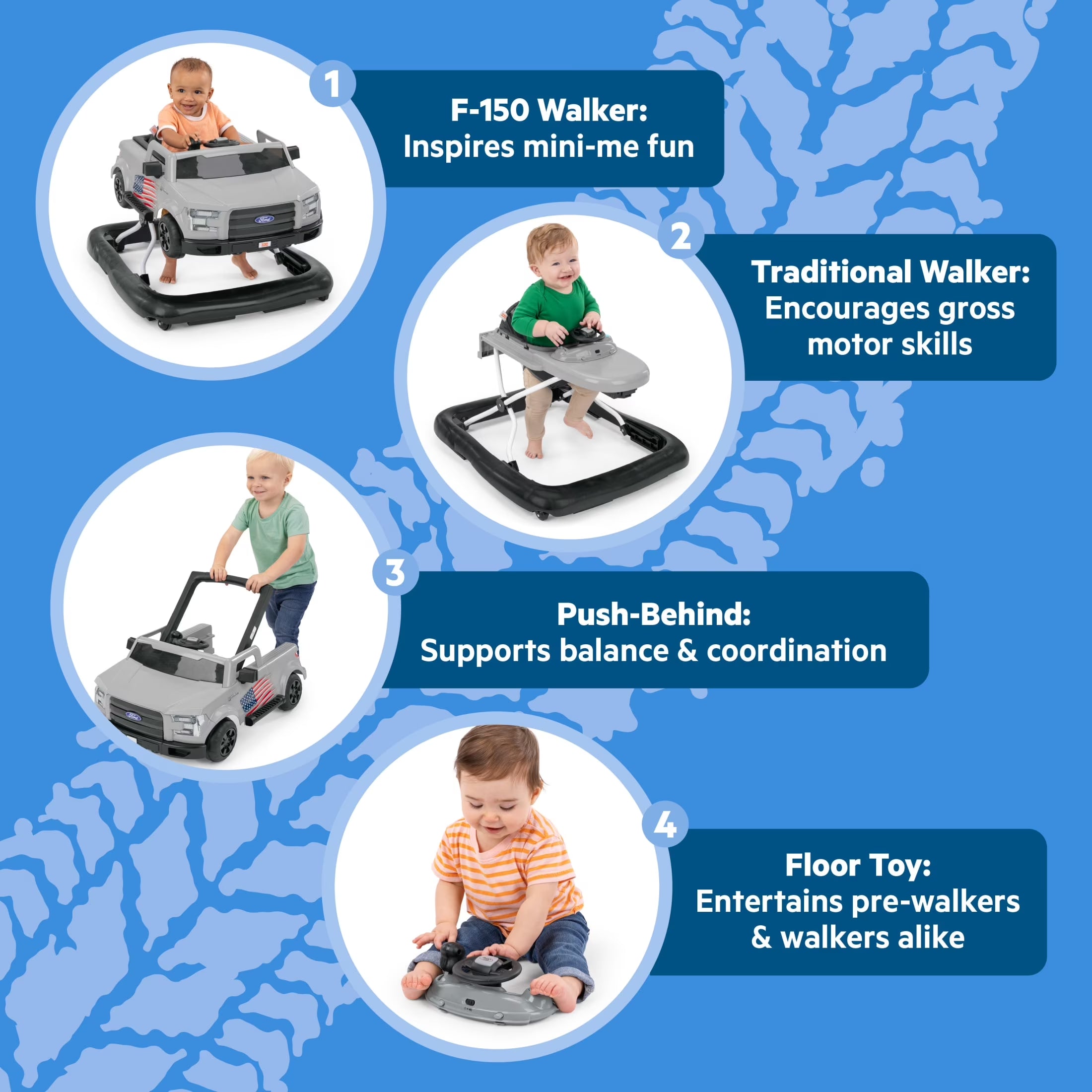 Ways to Play Walker - Ford F-150, All American, 4-In-1 Walker, Unisex, Infant to Toddler