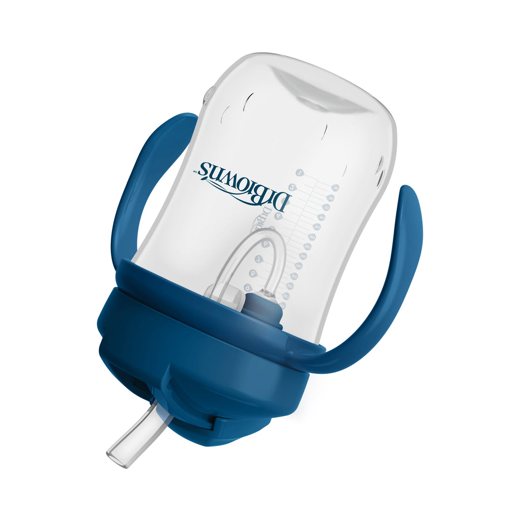 (3 Pack) Dr. Brown'S Milestones Baby'S First Straw Cup, Training Cup with Weighted Straw, 9Oz/270Ml, Dark Blue, 6M+