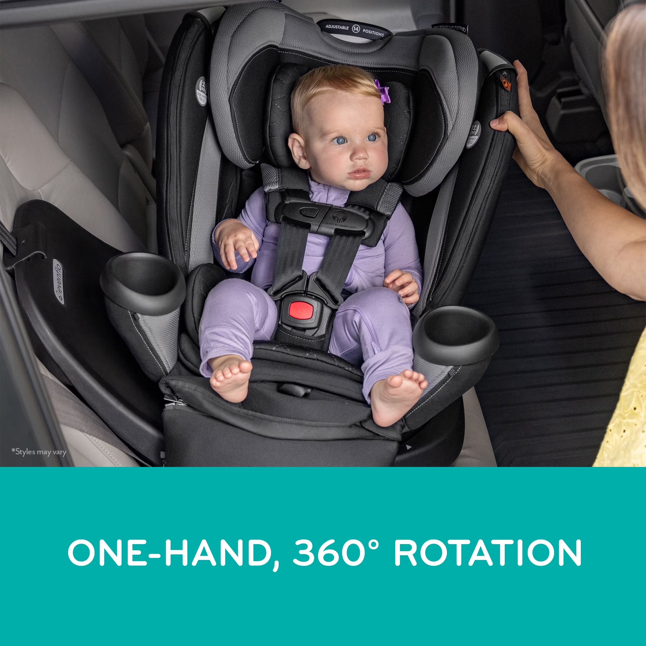 Revolve360 Extend All-In-One Rotating Car Seat with Quick Clean Cover, Rowe Pink