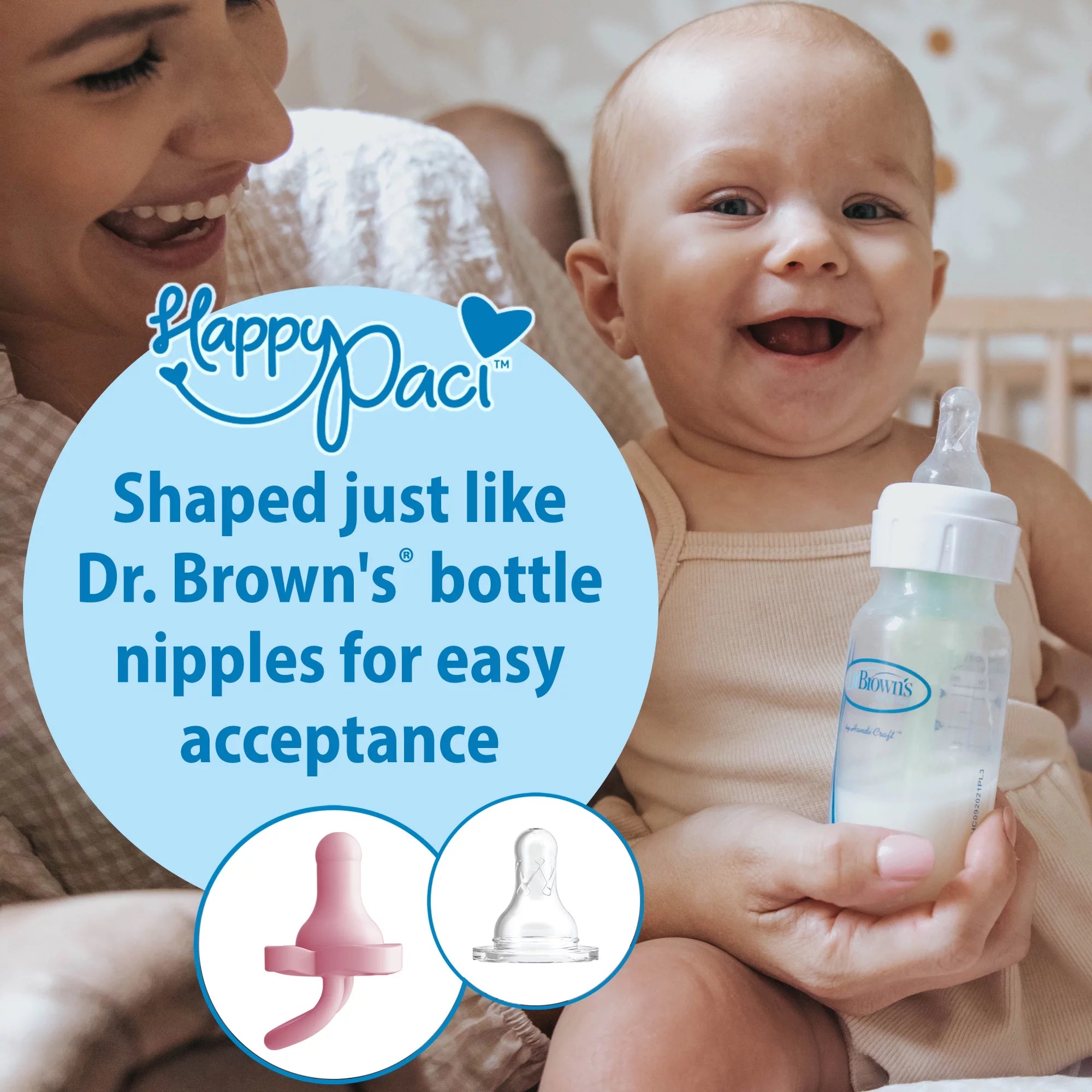 Happypaci 100% Silicone Pacifier 0-6M, BPA Free, Cool Gray, Green, Ecru, 3 Pack