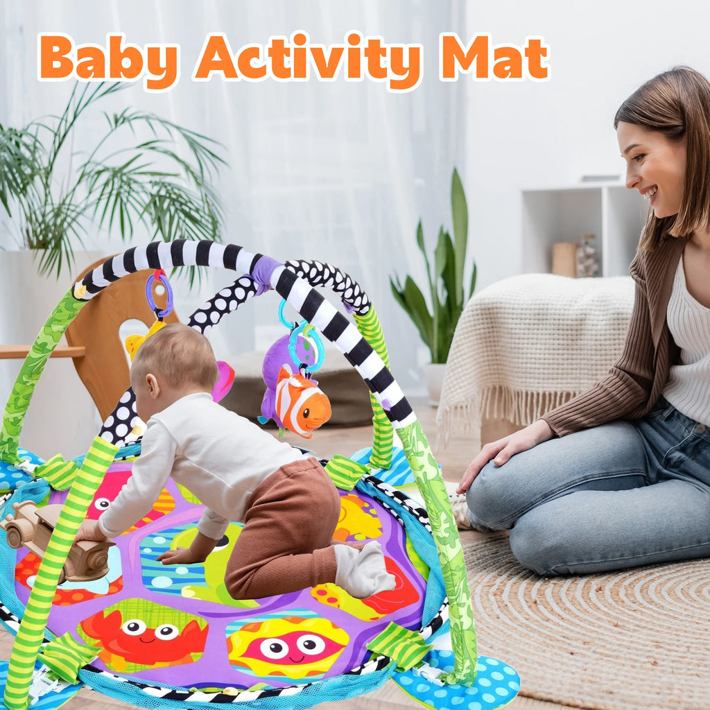 3-In-1 Baby Play Gym & Activity Mat with Ocean Ball Pit - Developmental Toy for Newborns to Toddlers (0-36 Months)