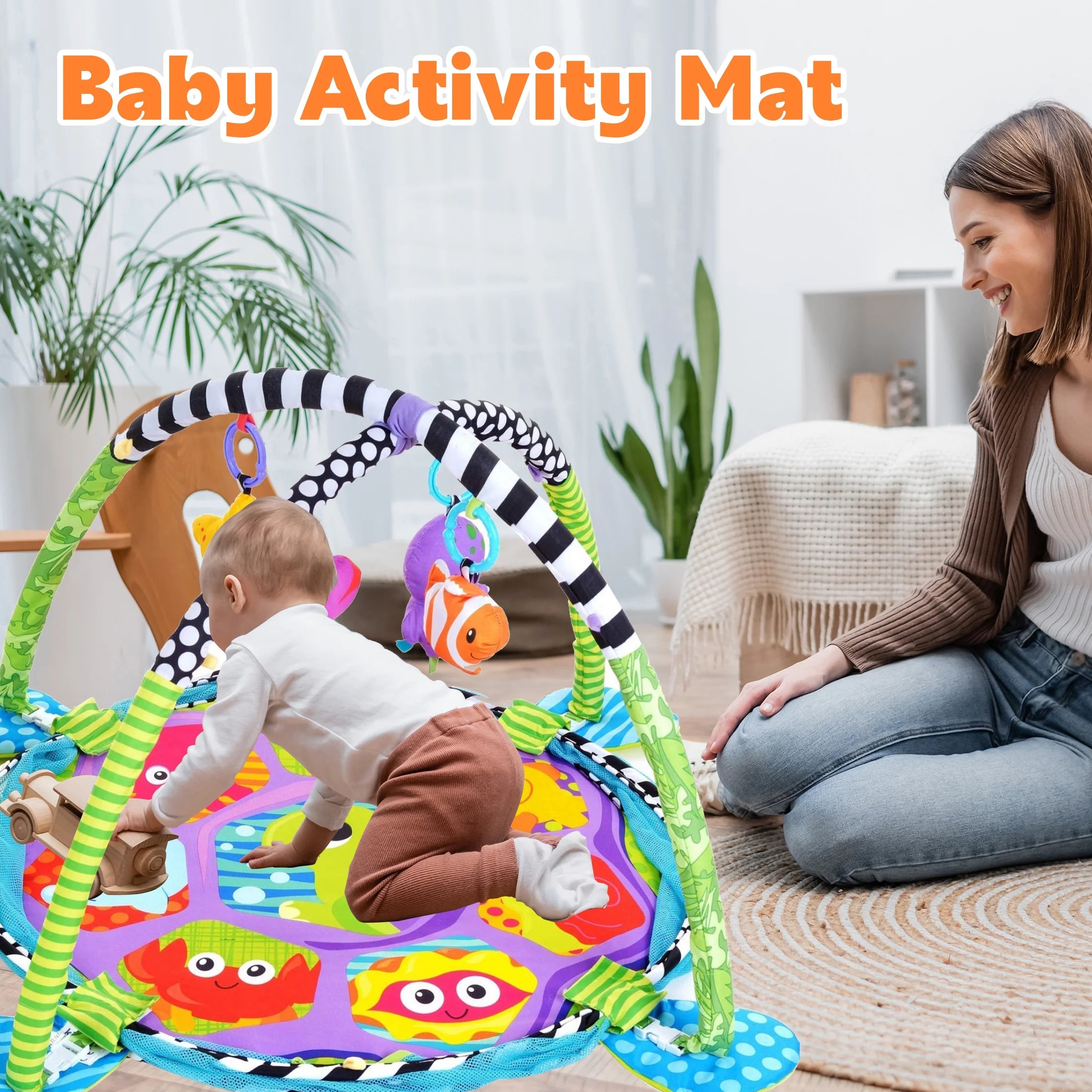 3-In-1 Baby Play Gym & Activity Mat with Ocean Ball Pit - Developmental Toy for Newborns to Toddlers (0-36 Months)