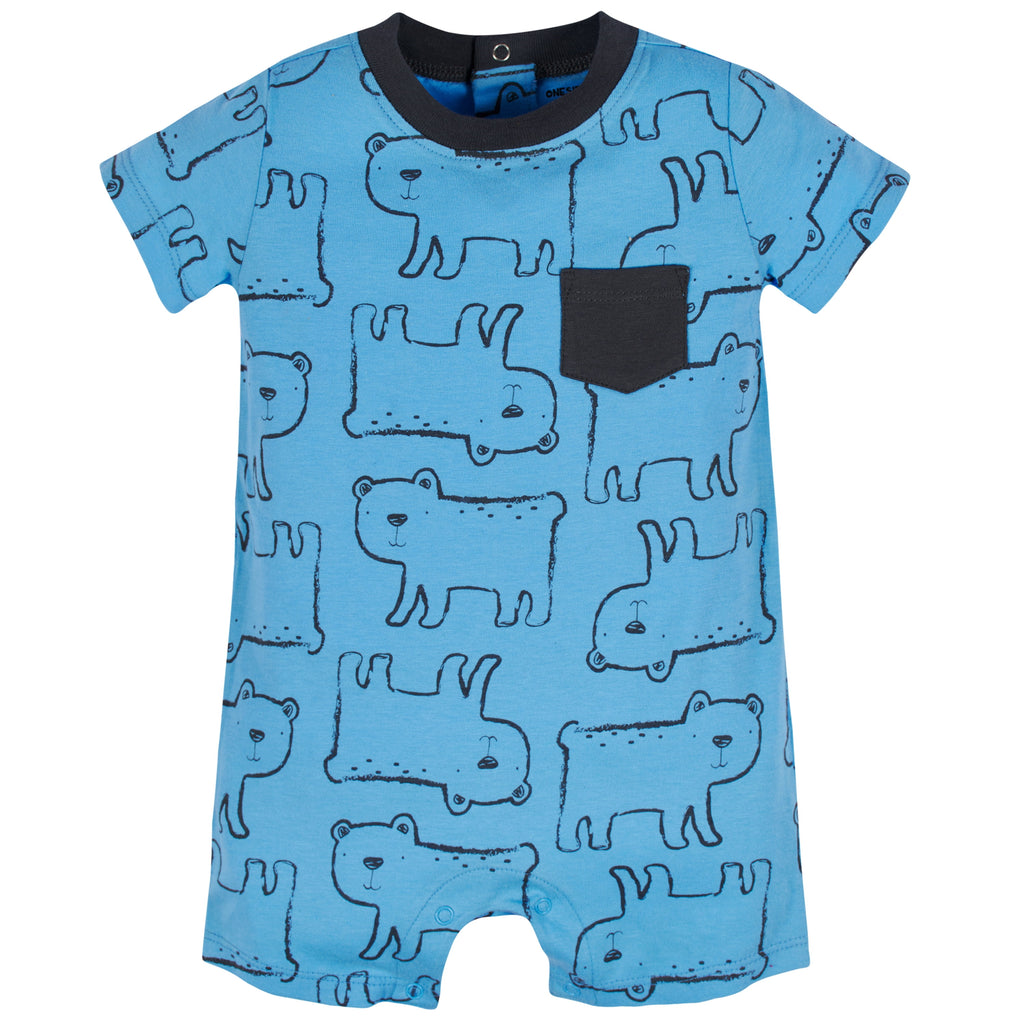 Brand Baby Boy Short Sleeve and Sleeveless Rompers, 3-Pack, Sizes 0/3 Months - 24 Months