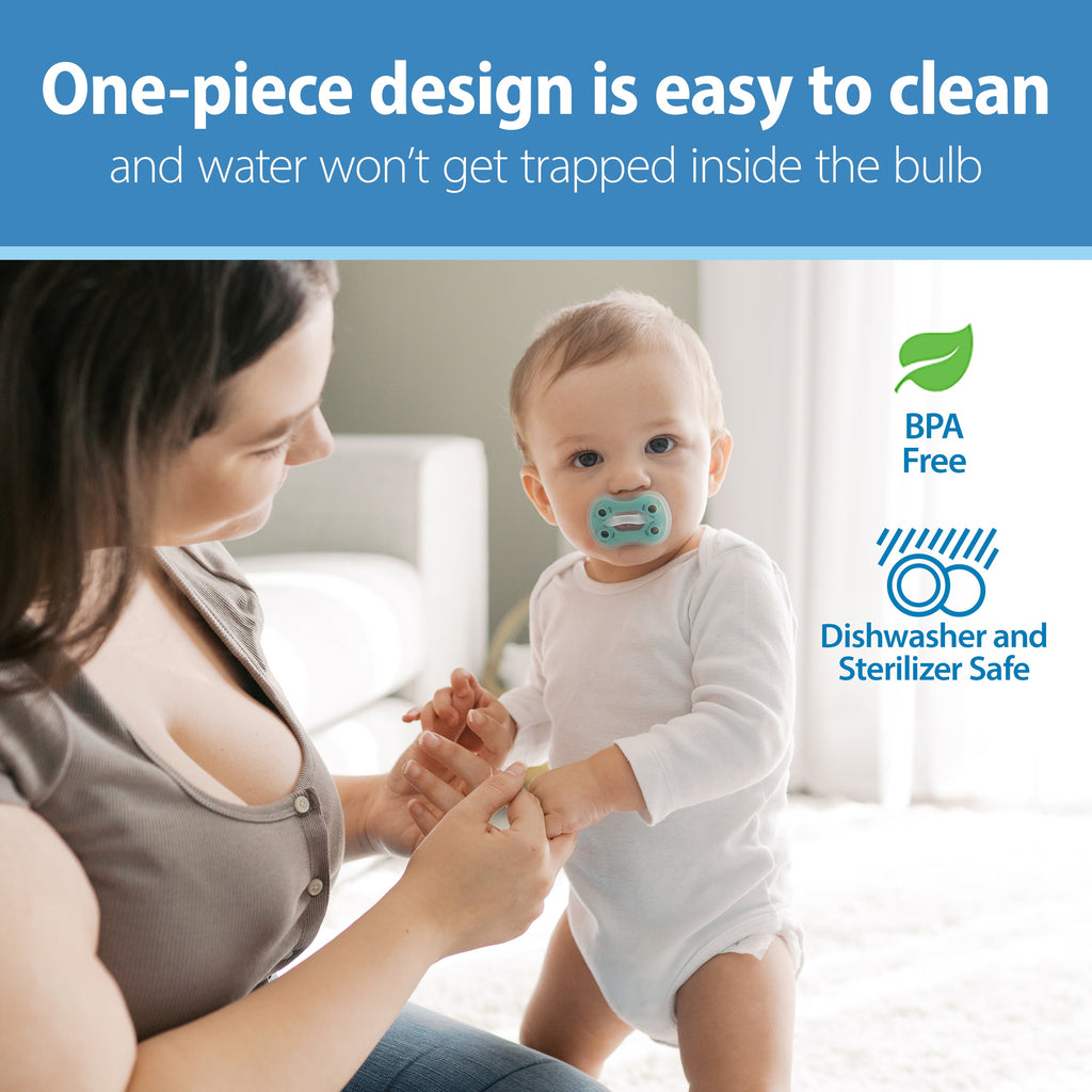Advantage Lightweight One-Piece Silicone Baby Pacifier, Fully Symmetrical Soother, Neutral, 6-18M, BPA Free, 3 Pack