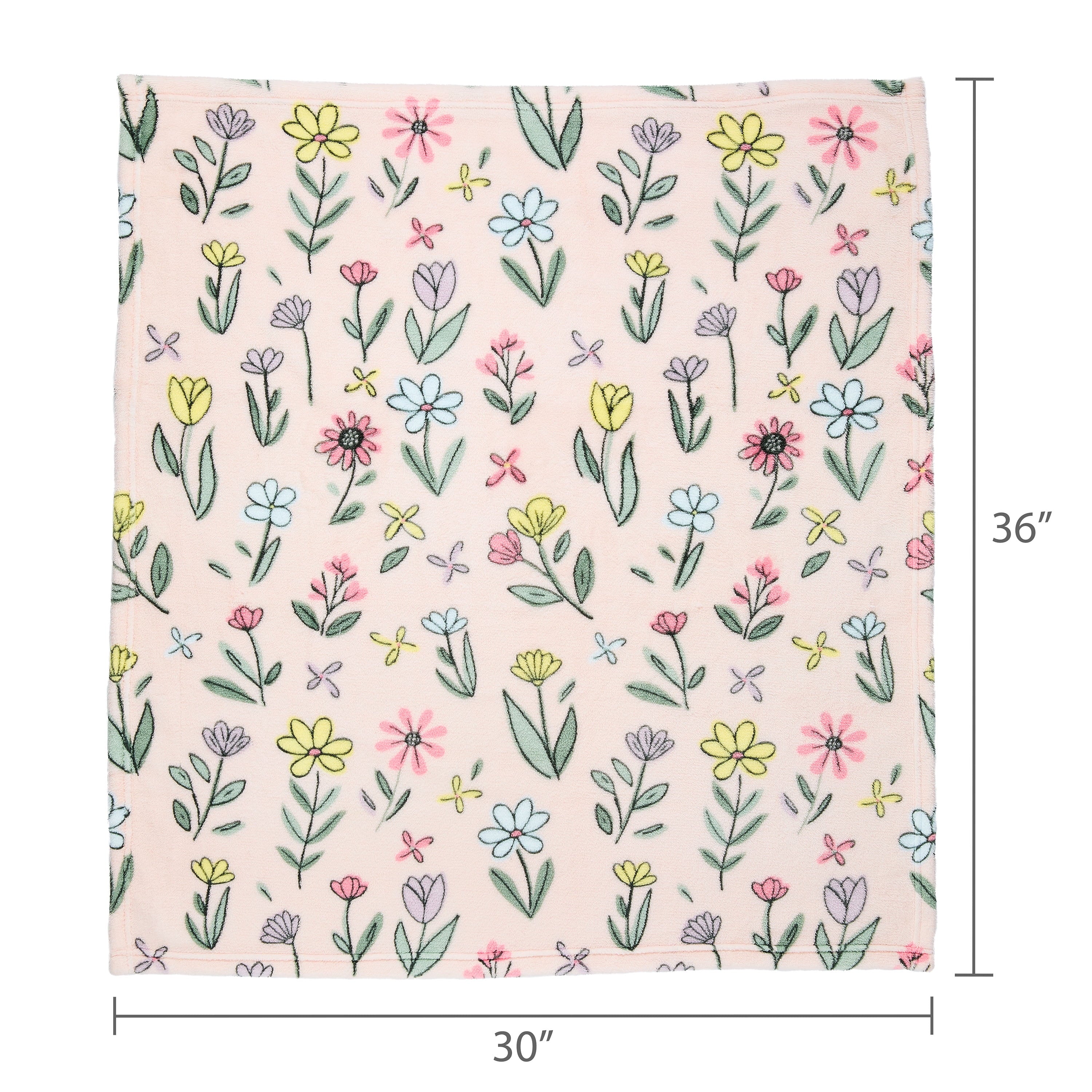 Floral Plush Baby Blanket - Multicolor, 30 in X 36 In
