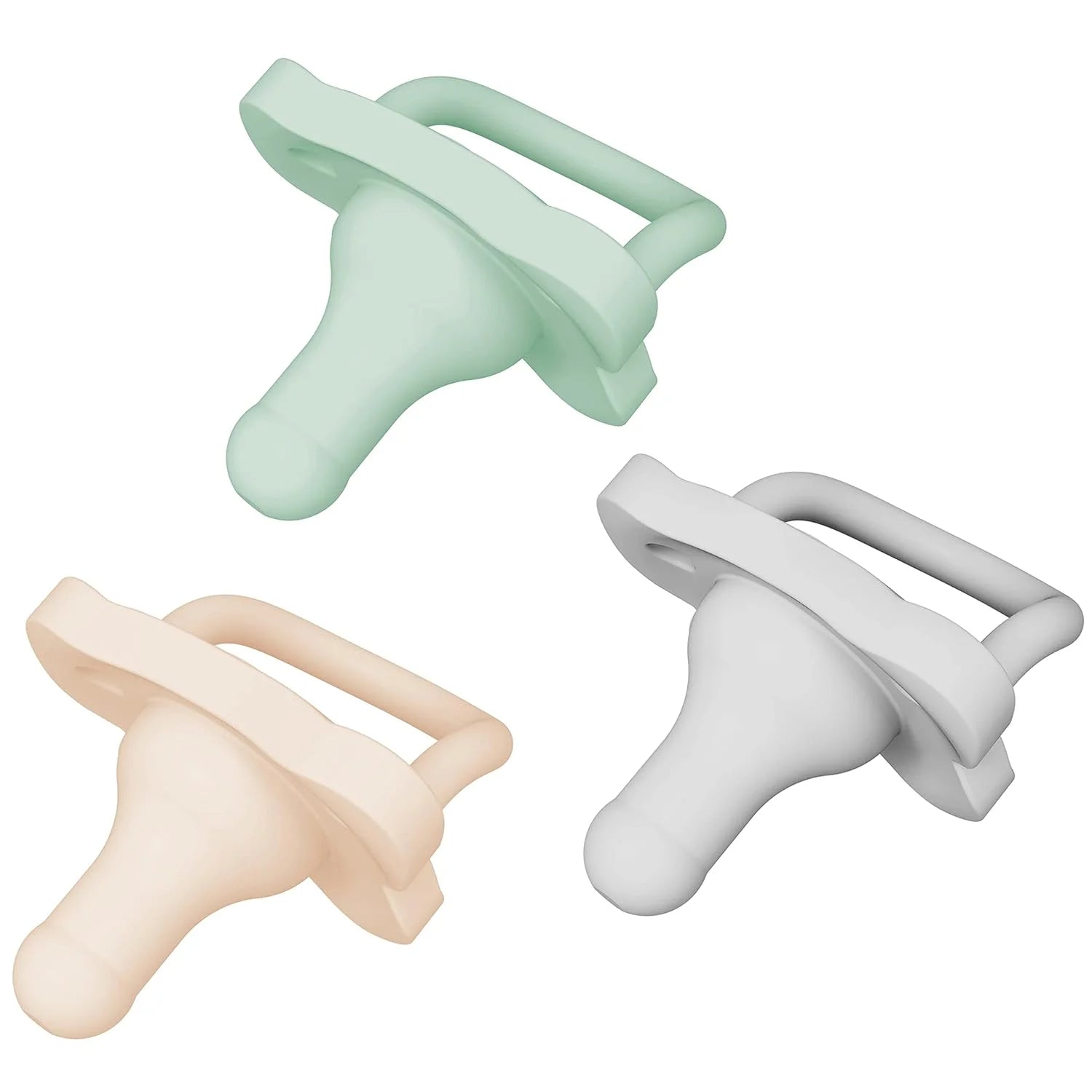 Happypaci 100% Silicone Pacifier 0-6M, BPA Free, Cool Gray, Green, Ecru, 3 Pack