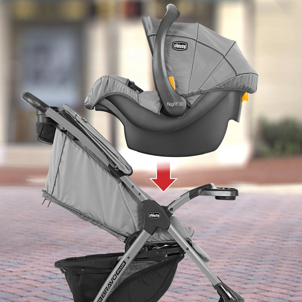 Mini Bravo plus Travel System Stroller with Keyfit 30 Infant Car Seat - Slate (Grey), New