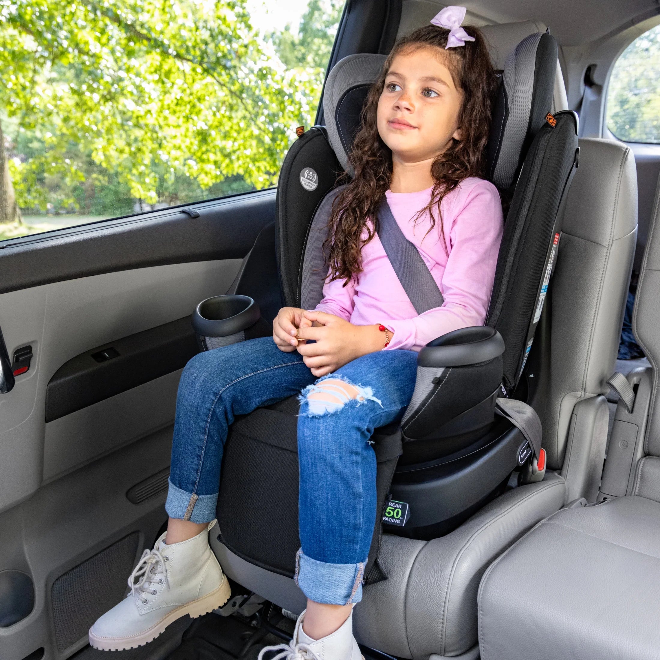 Revolve360 Extend All-In-One Rotating Car Seat with Quick Clean Cover, Rowe Pink