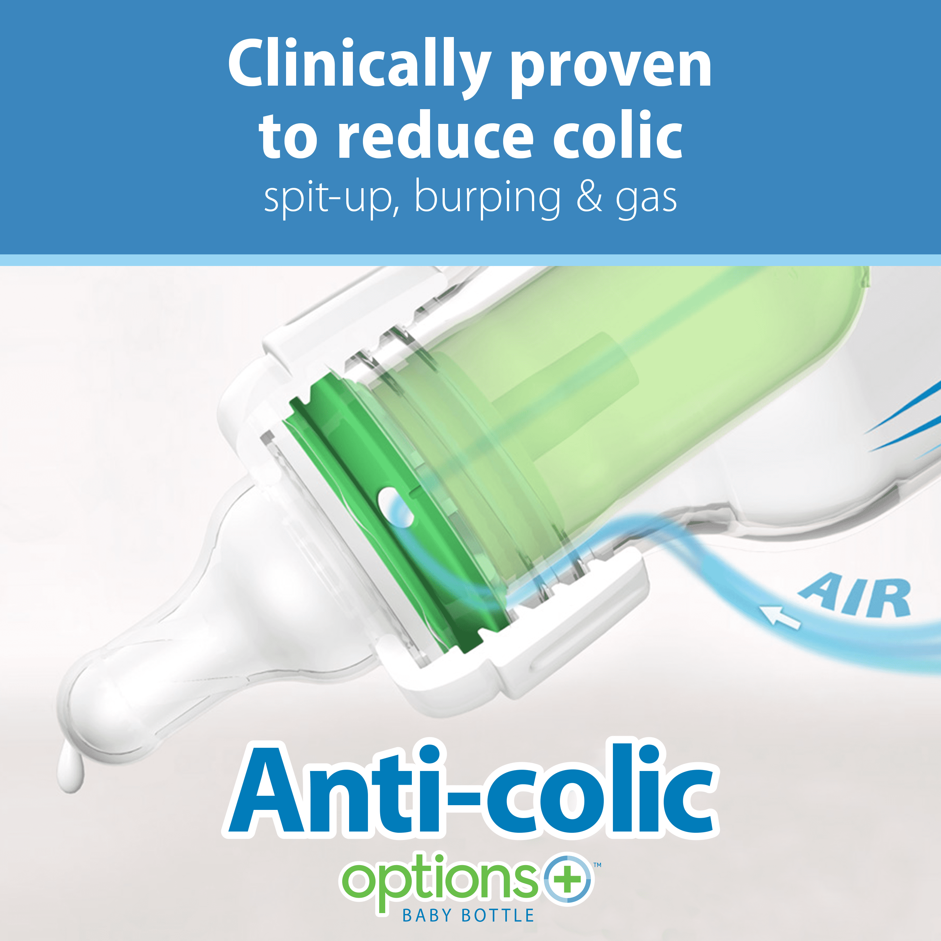 Natural Flow Anti-Colic Options+ Narrow Baby Bottle, 2Oz/60Ml, Preemie Flow, 0M+, 2 Pack