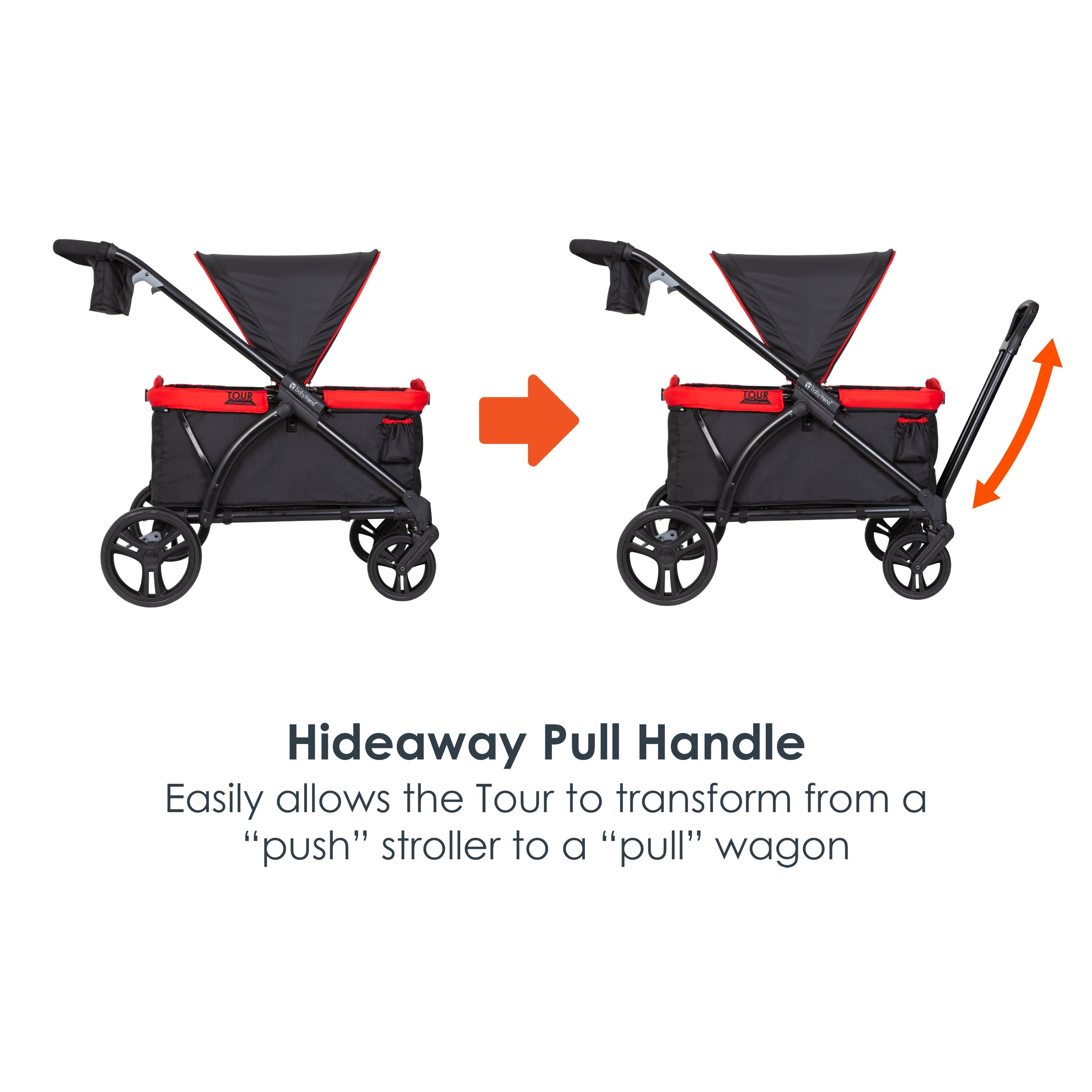 Baby Trend Tour 2-In-1 Stroller Wagon - Mars Red - Red