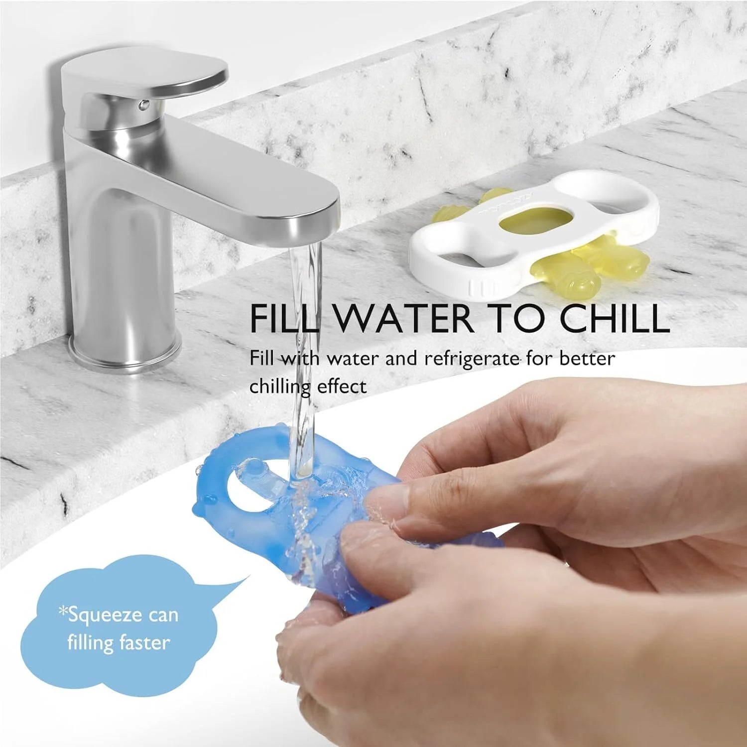 Momcozy Water Baby Teether, Silicone Cold Teether Toys for 0-12 Months, 2 Pcs, Pink and Green