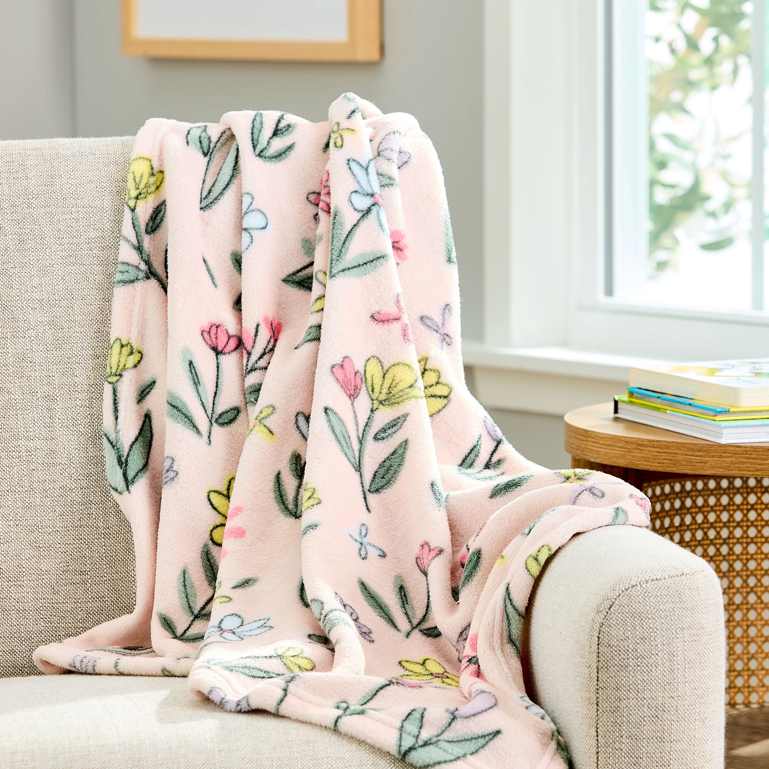 Floral Plush Baby Blanket - Multicolor, 30 in X 36 In