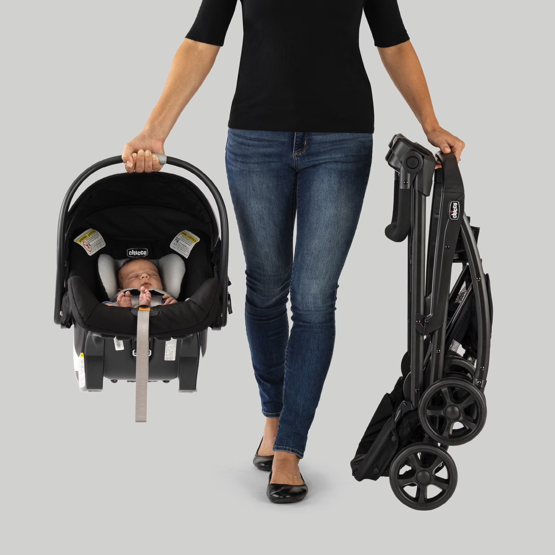 Keyfit Caddy Frame Stroller - Black (Black), New