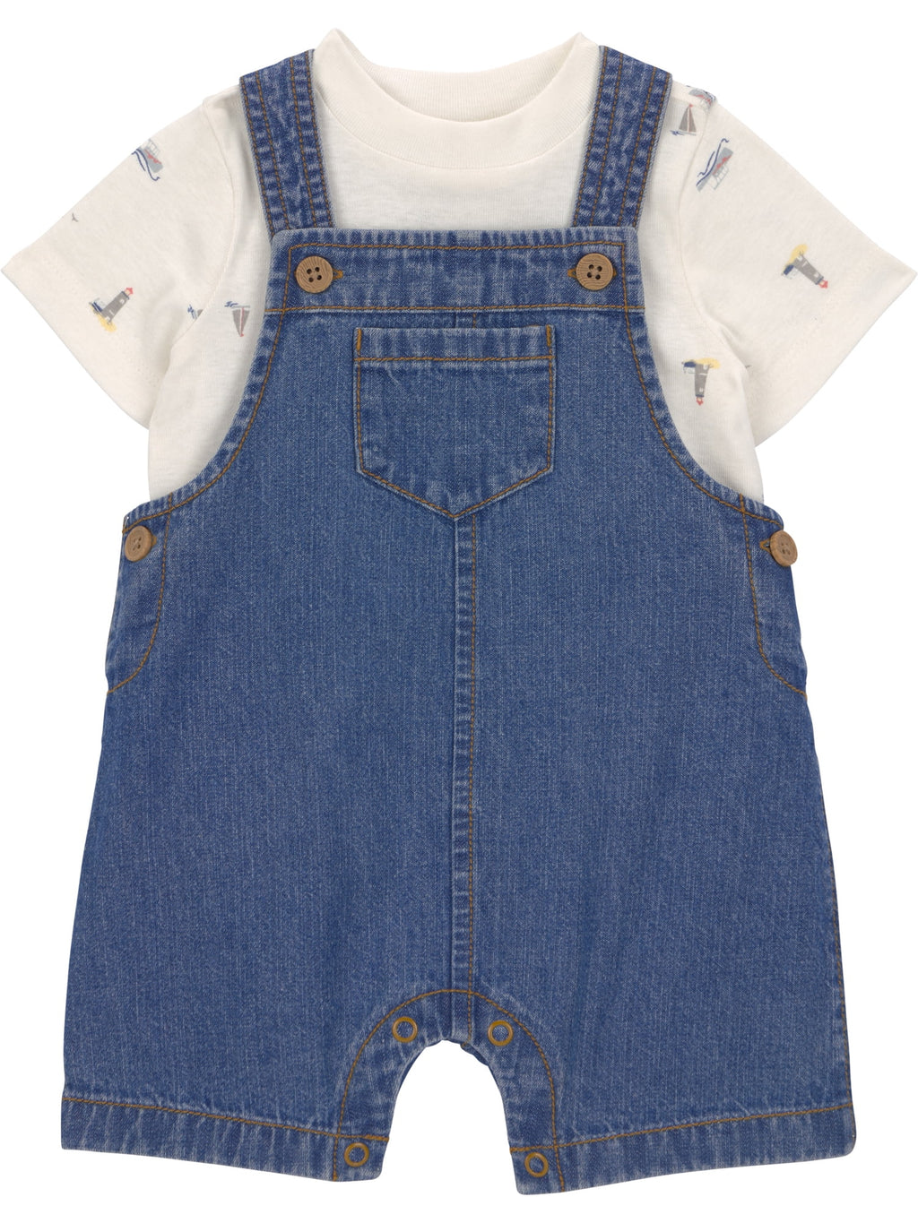 Baby Boy Overalls Set, 2-Piece, Sizes 0/3-24 Months