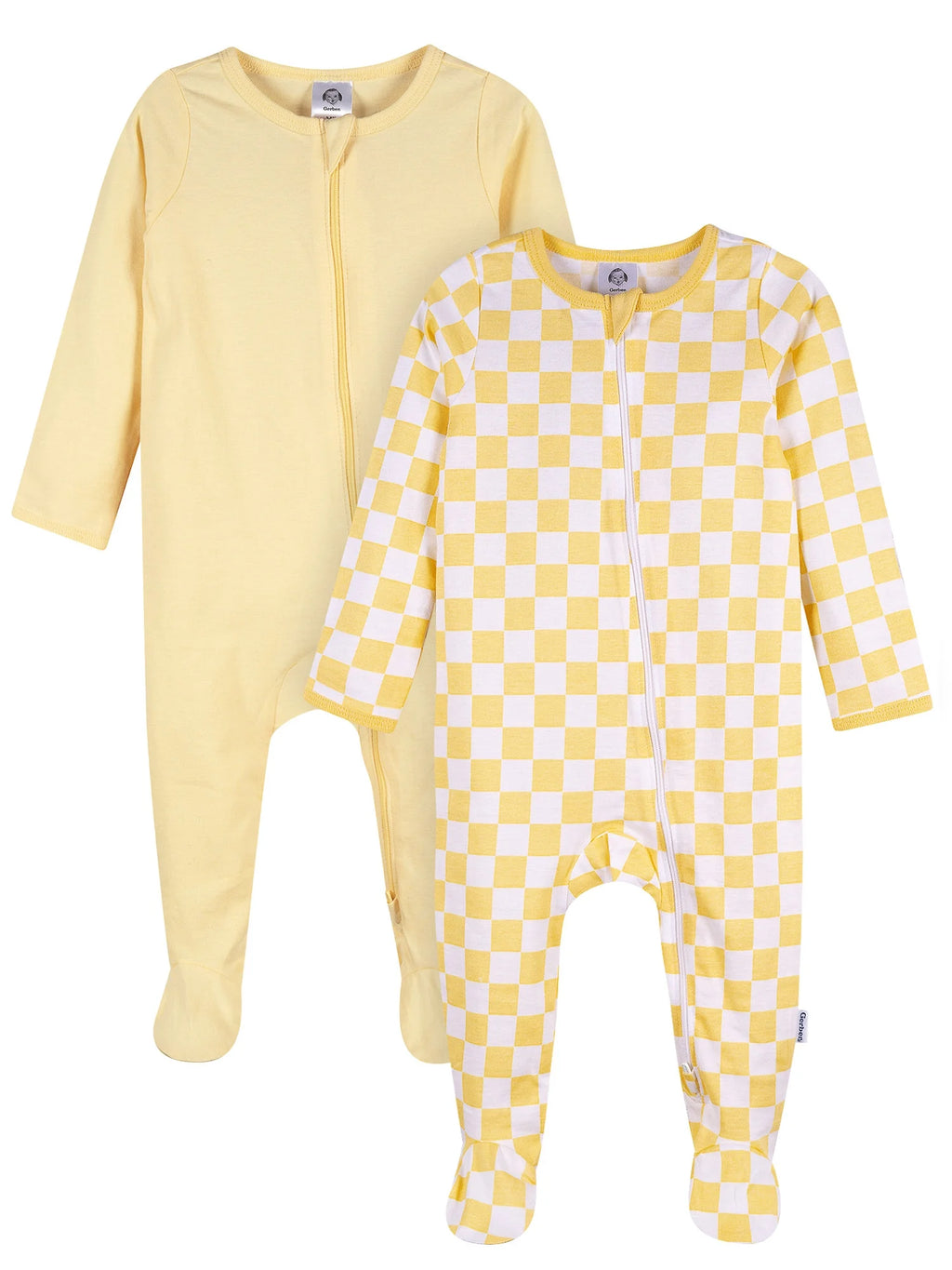 Baby Boy or Girl Neutral 2-Way Zipper Cotton Sleep 'N Play Footed Pajamas, 2-Pack, Sizes Newborn - 3/6 Months