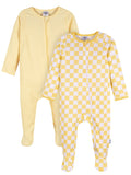 Baby Boy or Girl Neutral 2-Way Zipper Cotton Sleep 'N Play Footed Pajamas, 2-Pack, Sizes Newborn - 3/6 Months