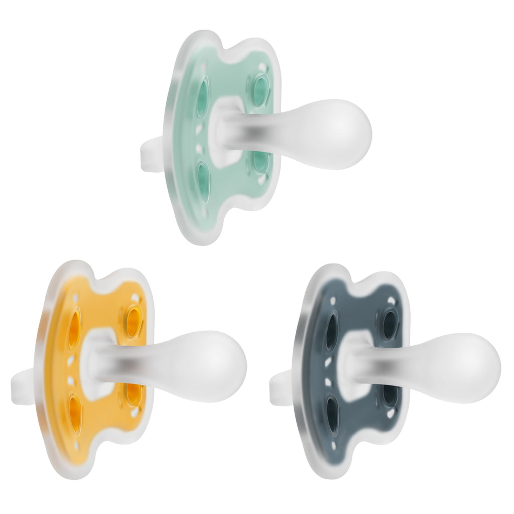 Advantage Lightweight One-Piece Silicone Baby Pacifier, Fully Symmetrical Soother, Neutral, 6-18M, BPA Free, 3 Pack