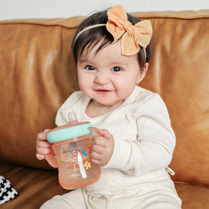 - Soft Spout Sippy Cup - Toddler Trainer Cup for 6+ Months -With Handles and Leak Proof Lid - 7 Oz - Floral Ladybug Print - 2 Count