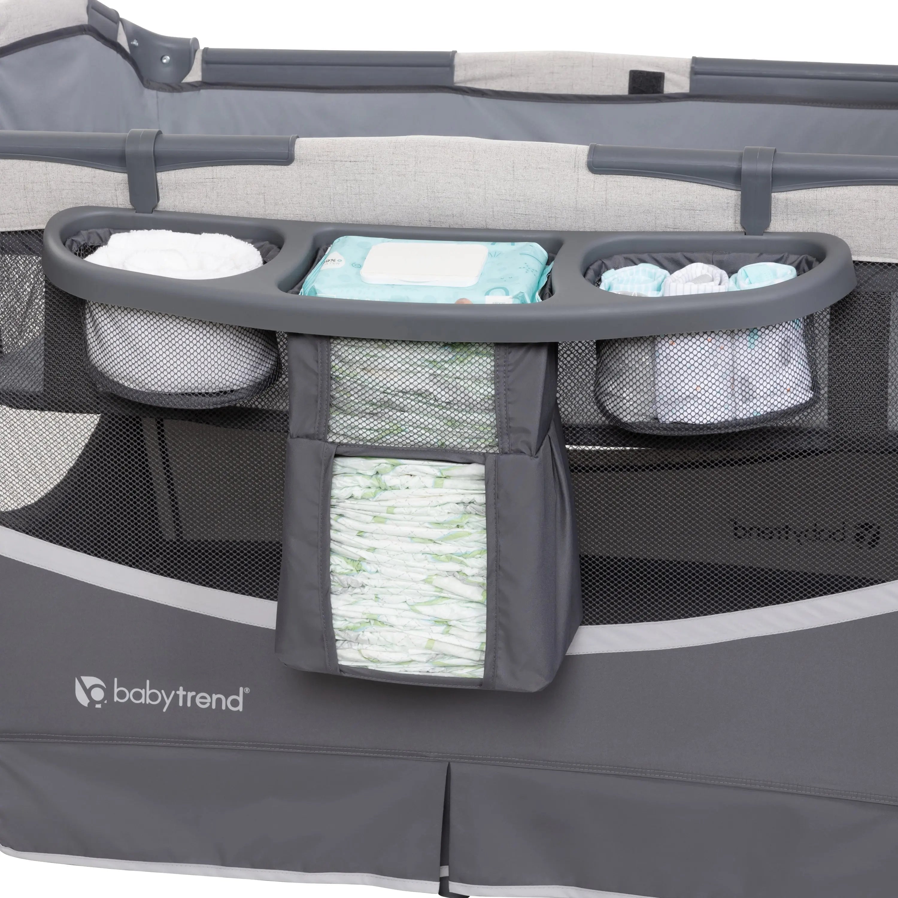 Baby Trend Deluxe II Nursery Center Playard in Misty Grey