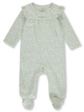 Baby Girls' Floral Collar Long-Sleeve Bodysuit Color: Sage Green Size: 3 Months