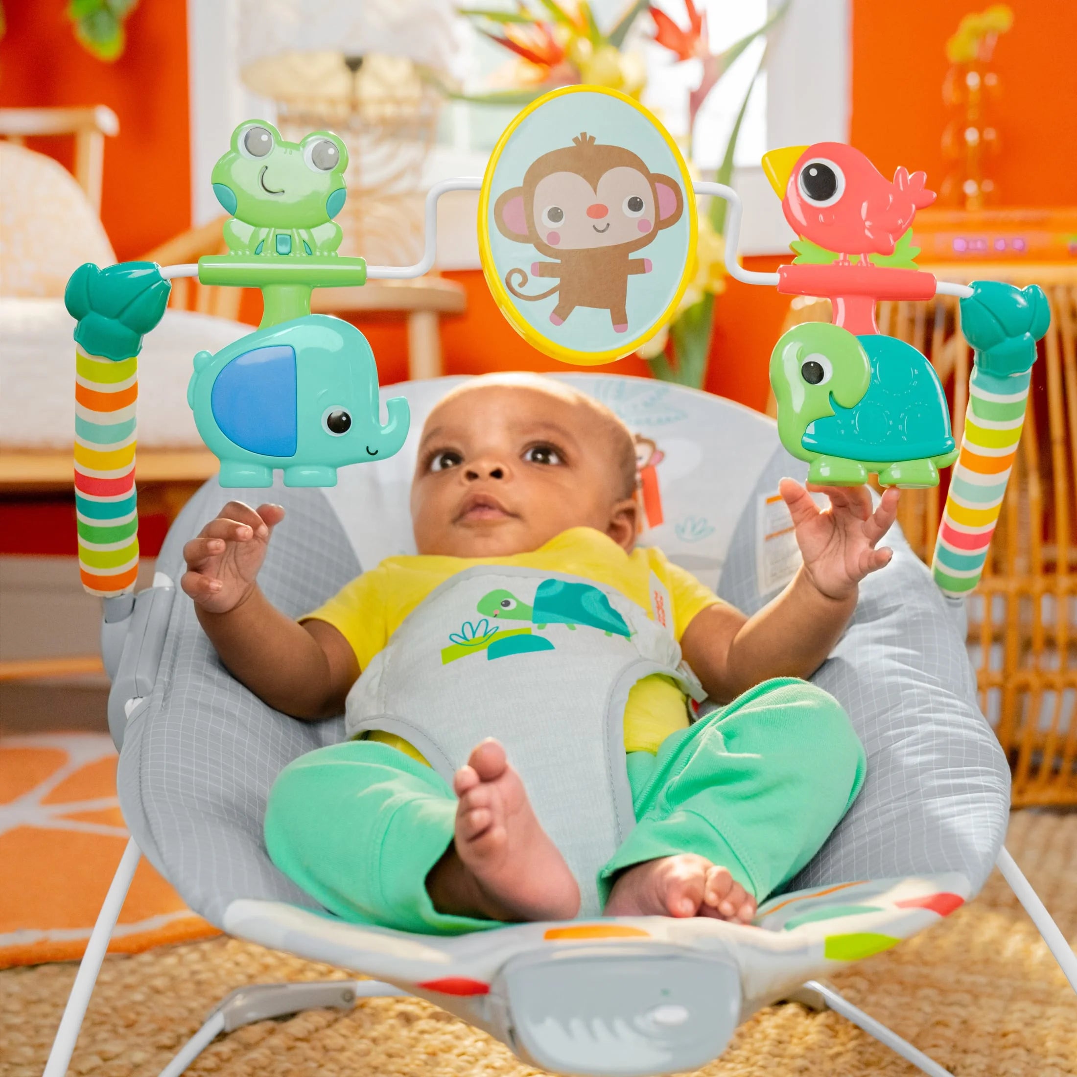 Playful Paradise Vibrating Baby Bouncer, Self Bounce, Unisex, Newborn +