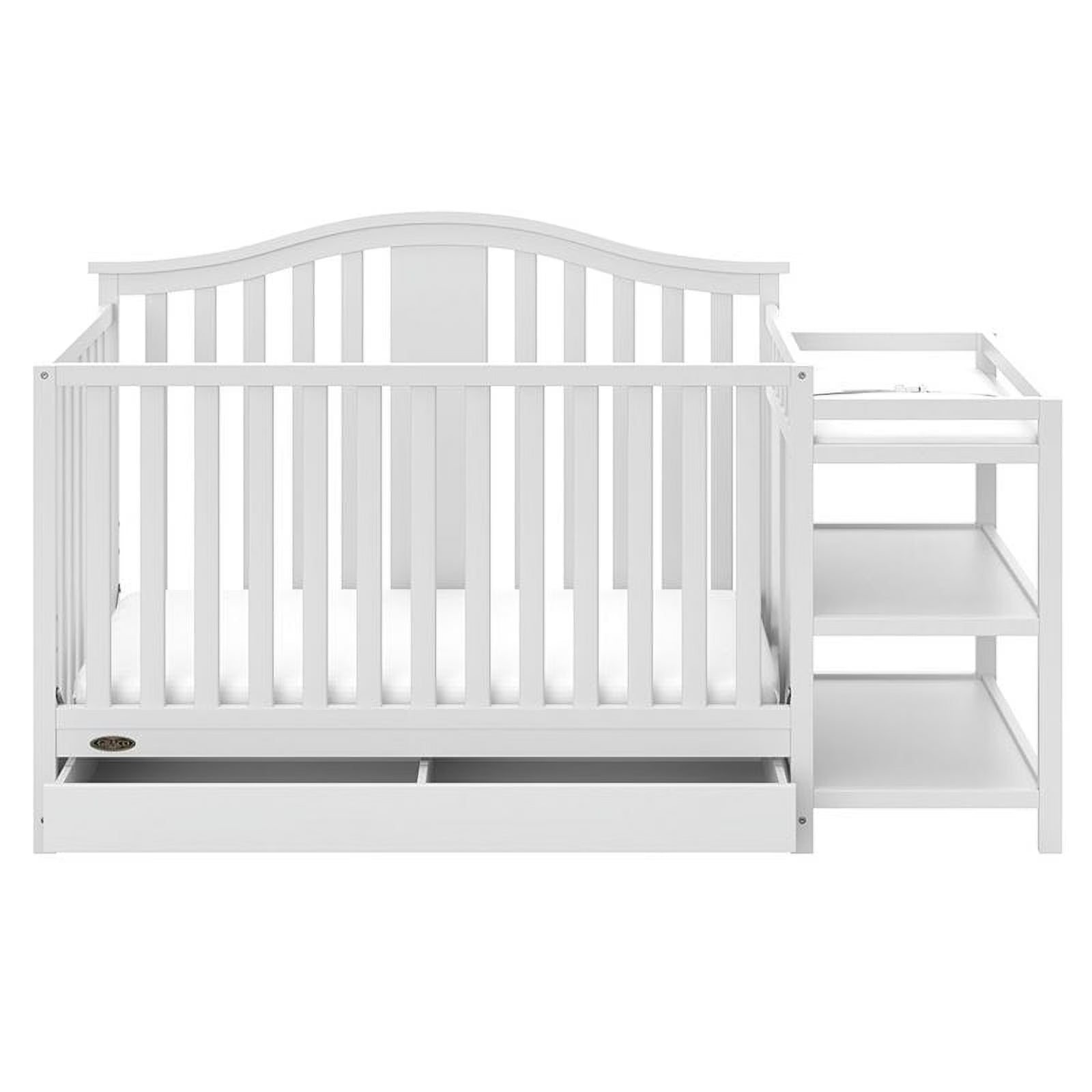 Solano 4-In-1 Convertible Baby Crib and Changer with Drawer, White