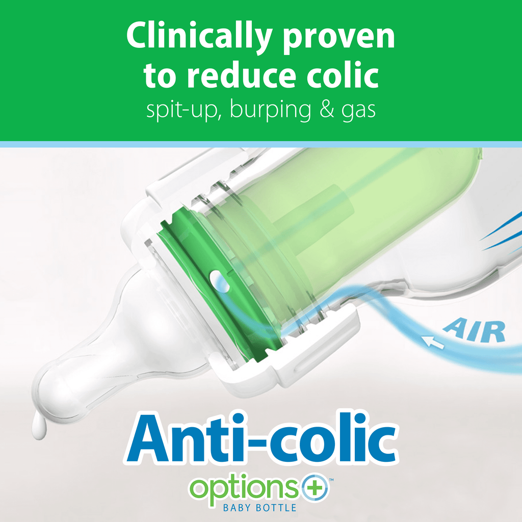Anti-Colic Options+ Narrow Glass Bottle Starter Set, 4 Oz / 8 Oz Bottles, Level 1 and 2 Nipples, and Happypaci Pacifier
