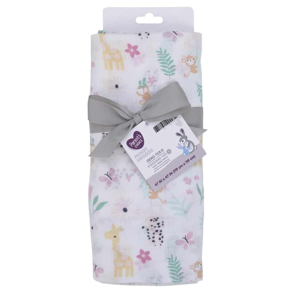 Single Pack Muslin Swaddle Blanket Jungle Girl