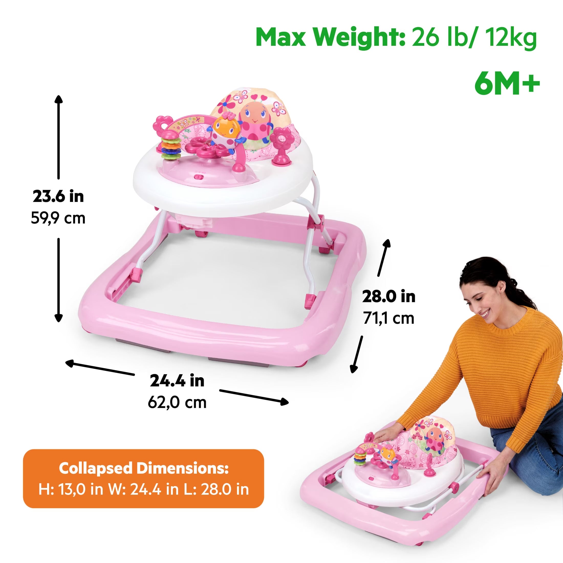 Adjustable Baby Walker with Activity Station, Juneberry