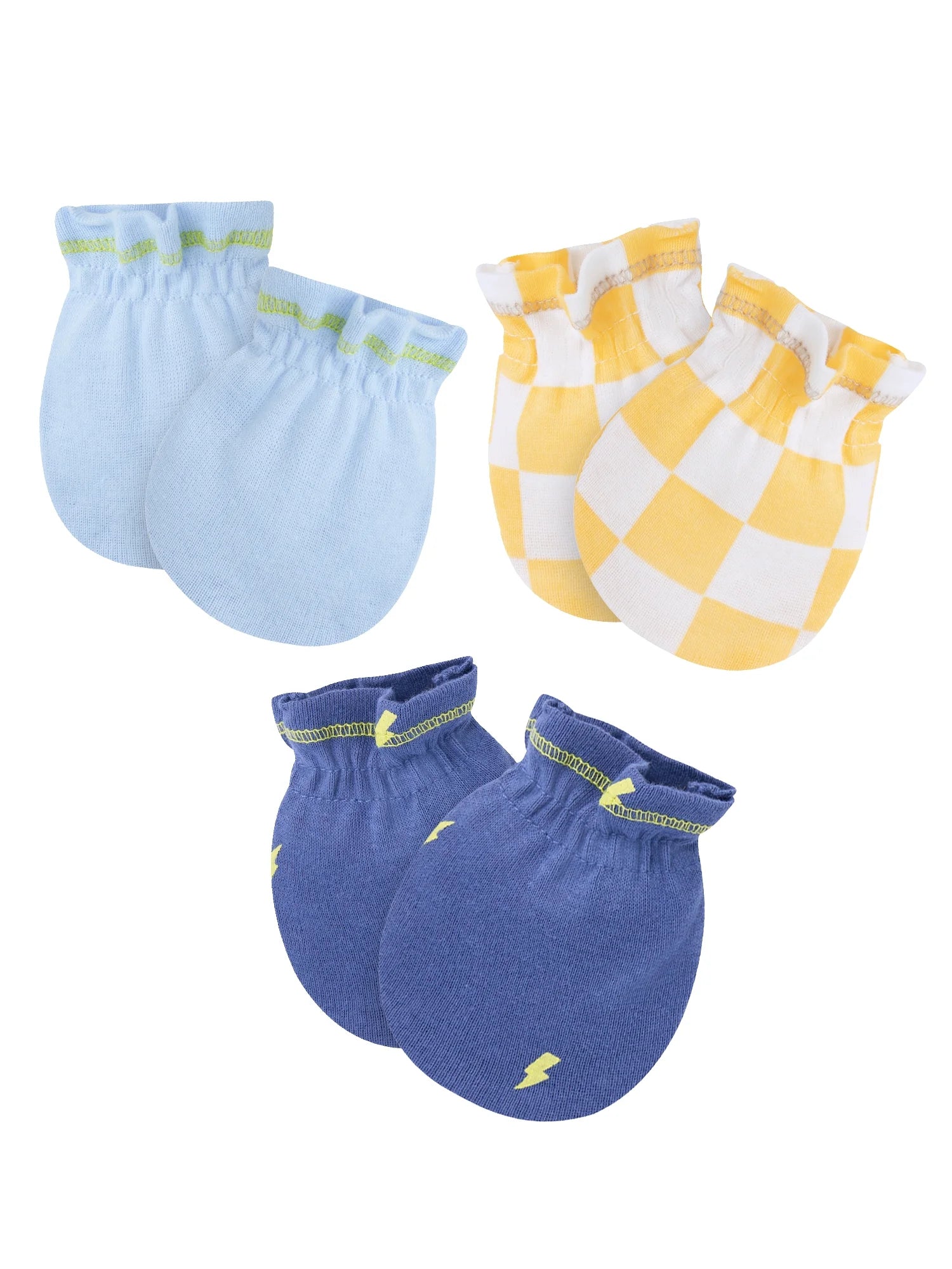 Baby Boy Adjustable Cotton Mittens, 3-Pack, 0/6 Months