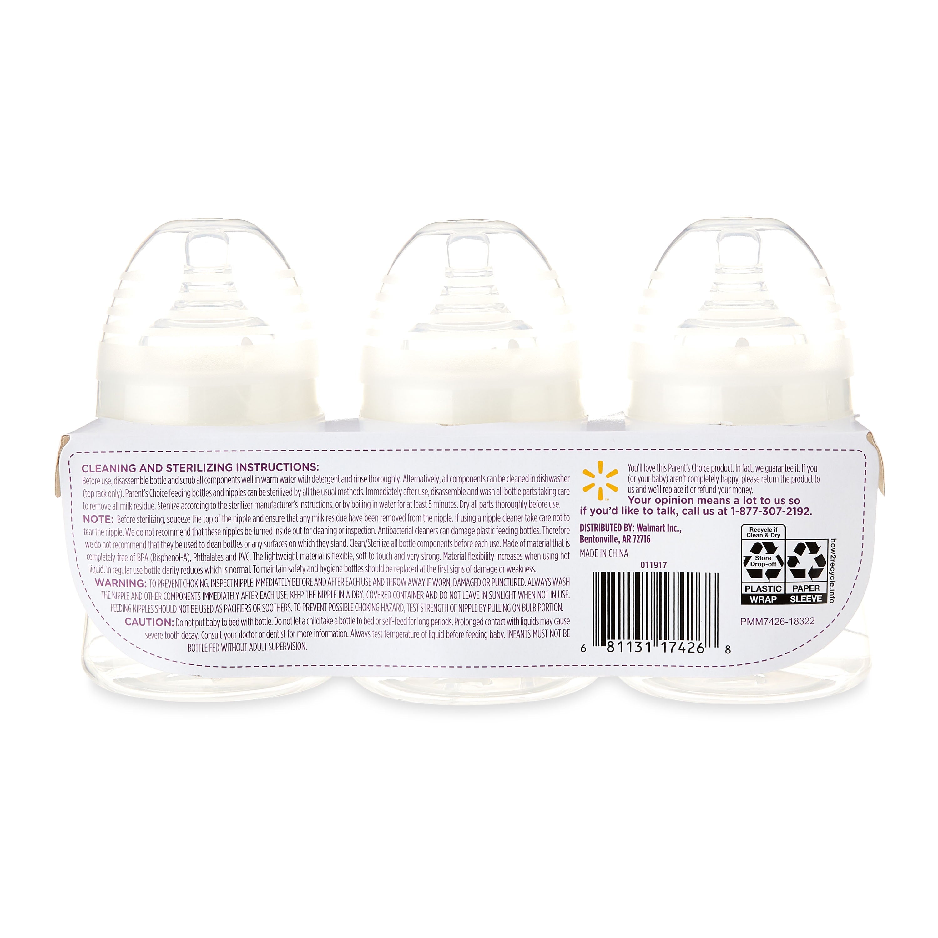 Wide Neck Bottles, 3 Pack, 5 Fl Oz