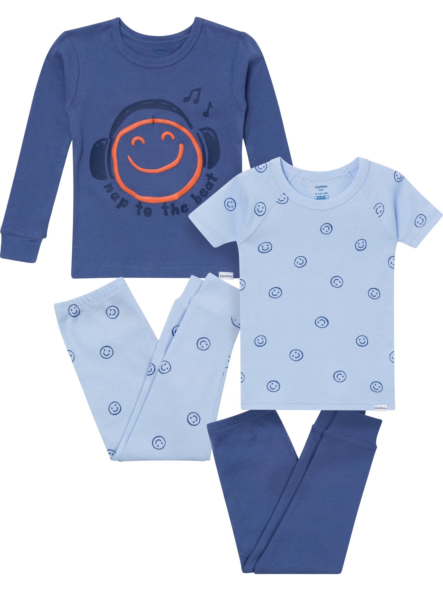 Toddler Neutral Tight Fitting Pajama Set, 4-Piece, Sizes 12 Months - 5T