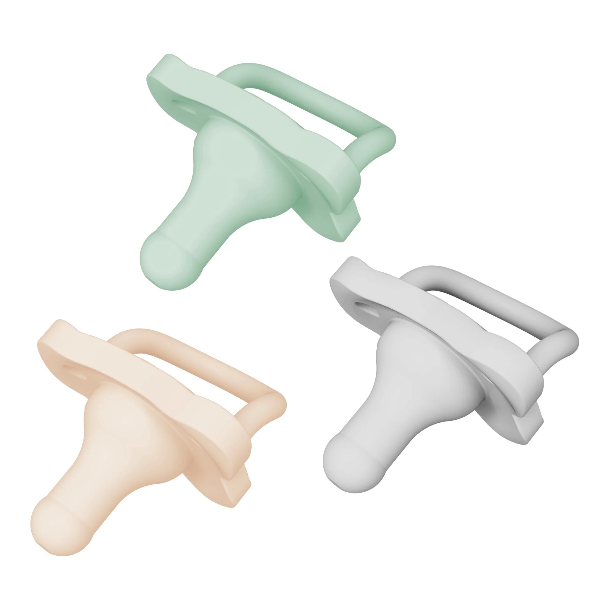 Happypaci 100% Silicone Pacifier 0-6M, BPA Free, Cool Gray, Green, Ecru, 3 Pack