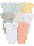 Baby Neutral Short Sleeve Onesies, 8-Pack, Sizes 0/3 Newborn - 12 Months