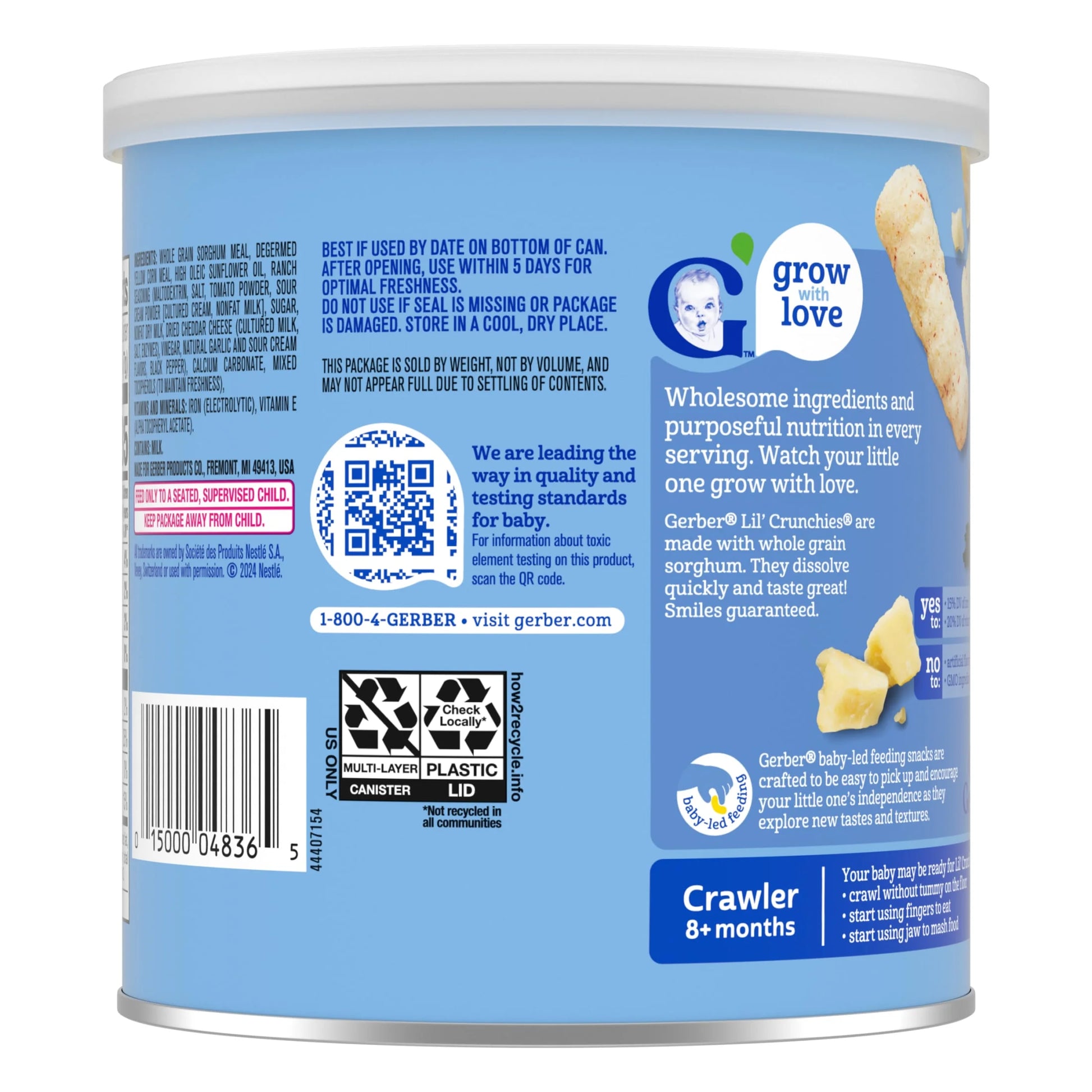 Snacks for Baby Lil Crunchies Ranch Puffs, 1.48 Oz Canister