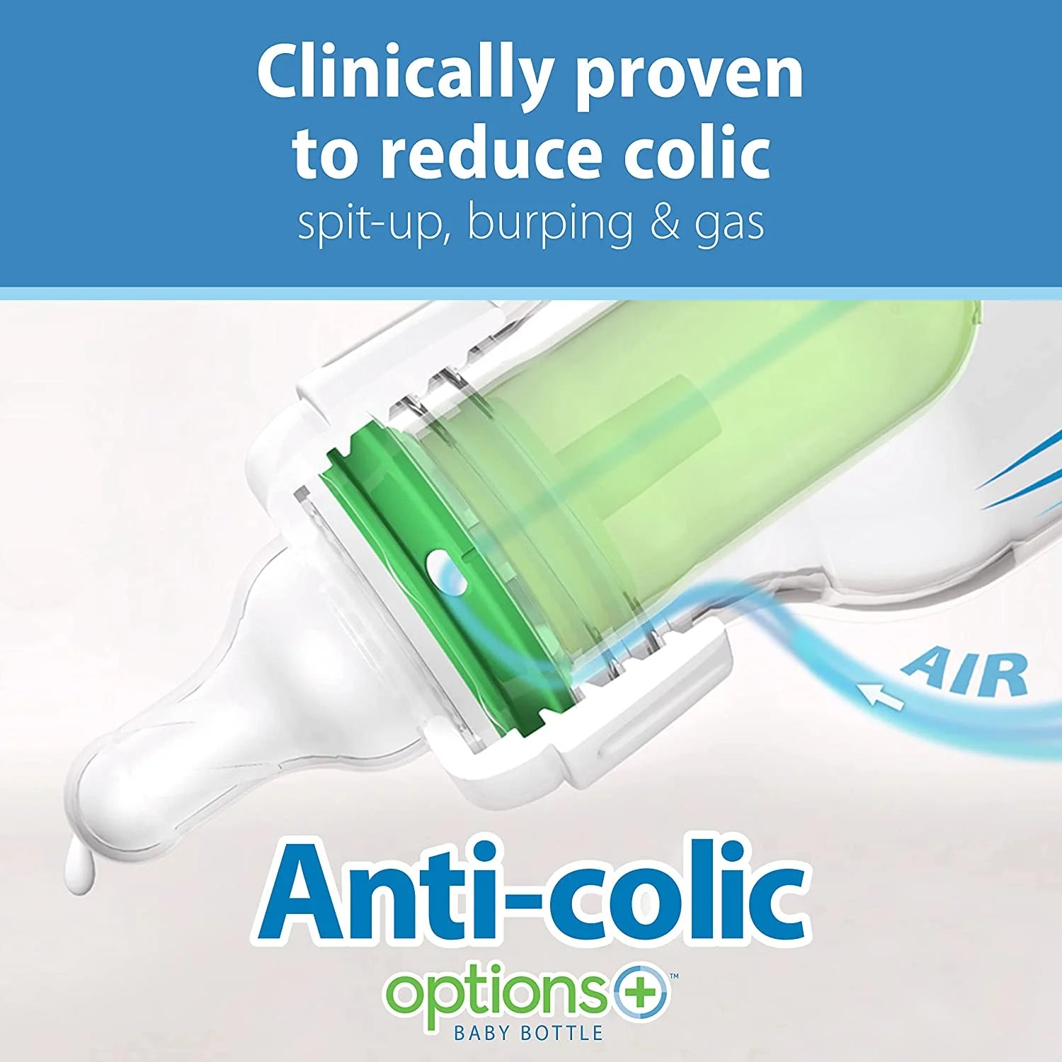 Natural Flow Anti-Colic Options+ Narrow Baby Bottle, 8 Oz/250 Ml, with Level 1 Slow Flow Nipple, 0M+, 4 Count C27