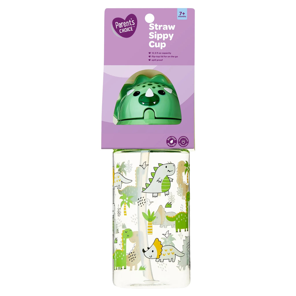 Dino Green Tritan Plastic Sippy Water Bottle for Kids, Bpa-Free