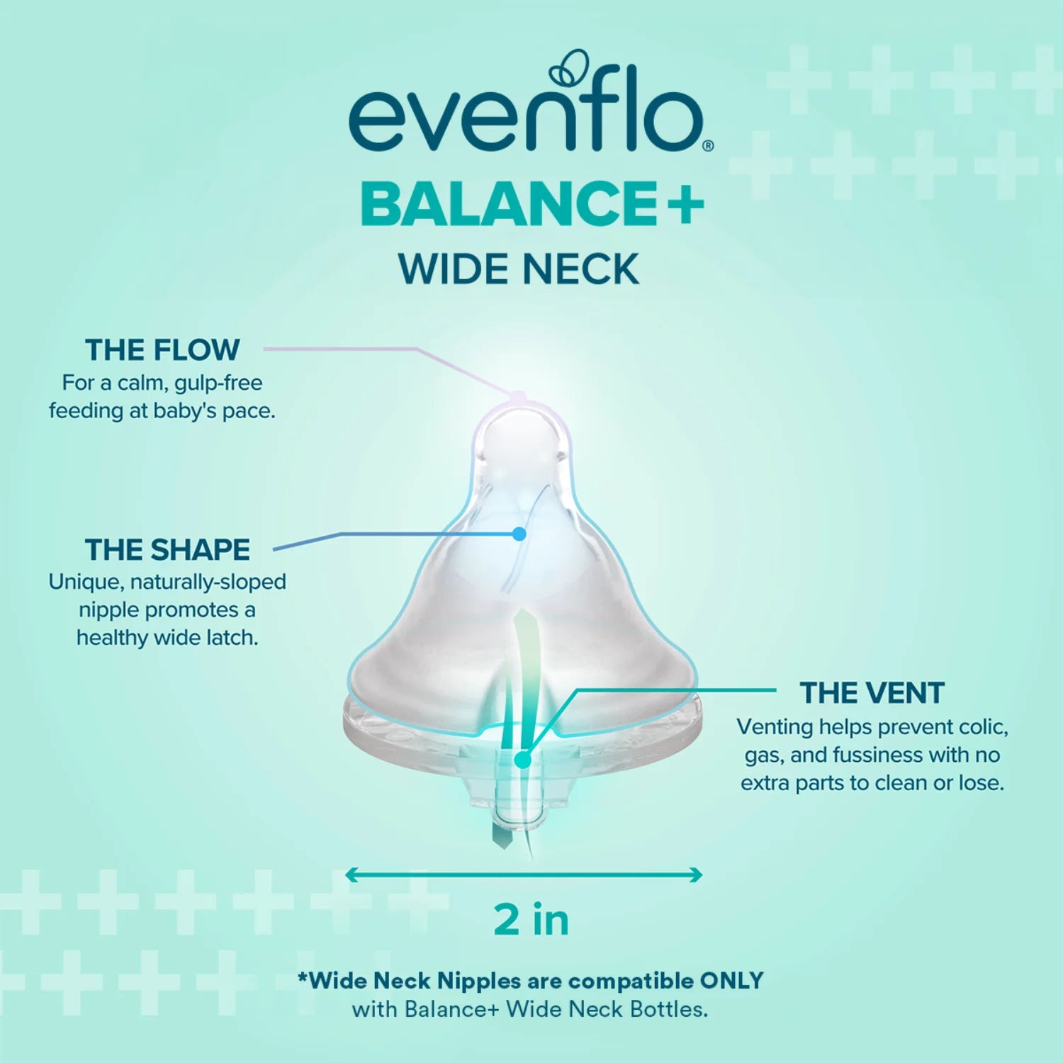 Evenflo Balance+ Wide Neck Baby Bottles, Clear/White, 5Oz, 2-Pack