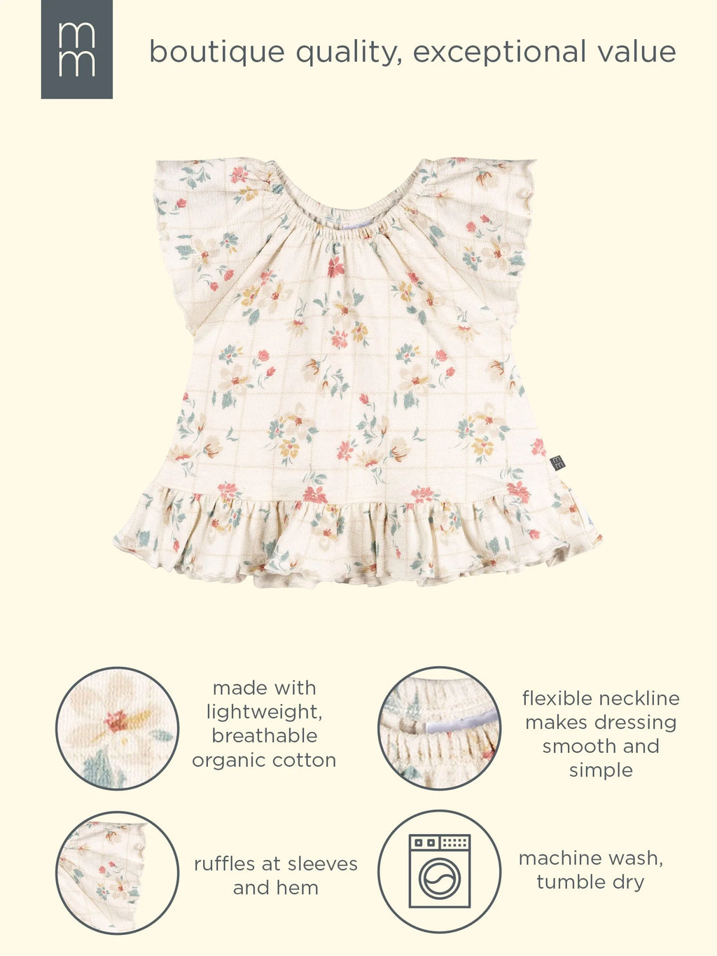 by Gerber Toddler Girl Organic Top and Short Outfit Sets, 4-Piece, Sizes 12 Monts - 5T