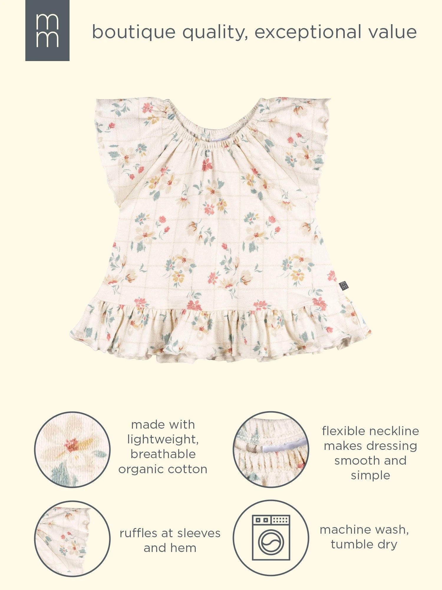 by Gerber Toddler Girl Organic Top and Short Outfit Sets, 4-Piece, Sizes 12 Monts - 5T