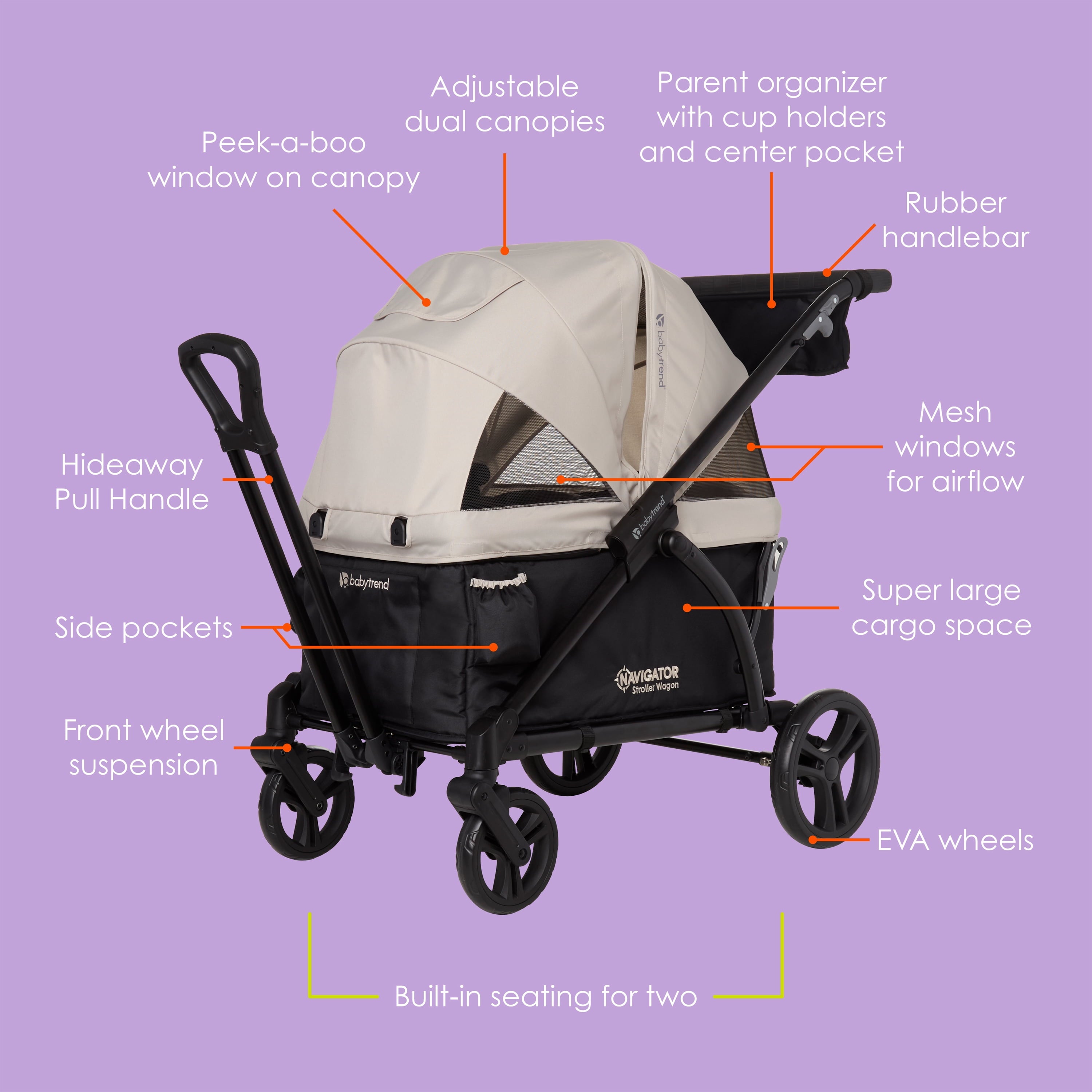 Baby Trend Navigator 2-In-1 Stroller Wagon - Desert Tan