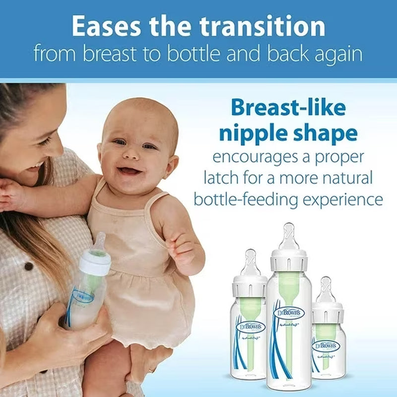 (3 Pack)  Natural Flow Level 3, Narrow Baby Bottle Nipple, Medium-Fast Flow, 6M+, 100% Silicone, 6 Pack