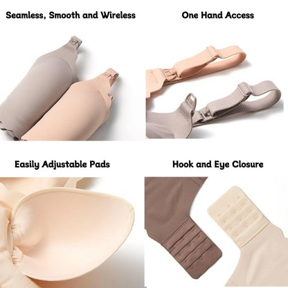 Momcozy Nursing Bras for Breastfeeding, Seamless Pregnancy Maternity Bra Wireless Classic Jelly Strip Support Nursing Bra